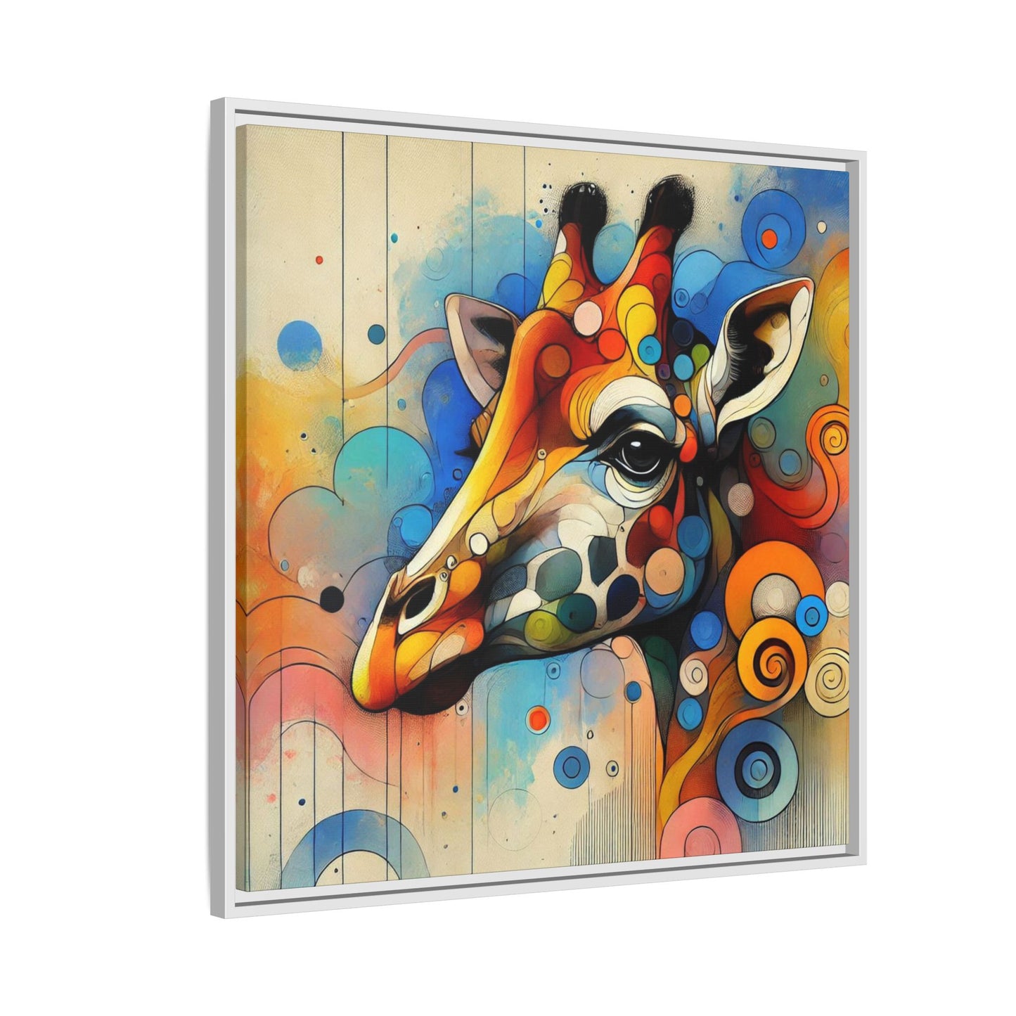 Modern Giraffe Print Abstract Design Unique Framed Canvas Print African Wall Art Animal Lover Gift Nature Lover Decor 3 frame colors