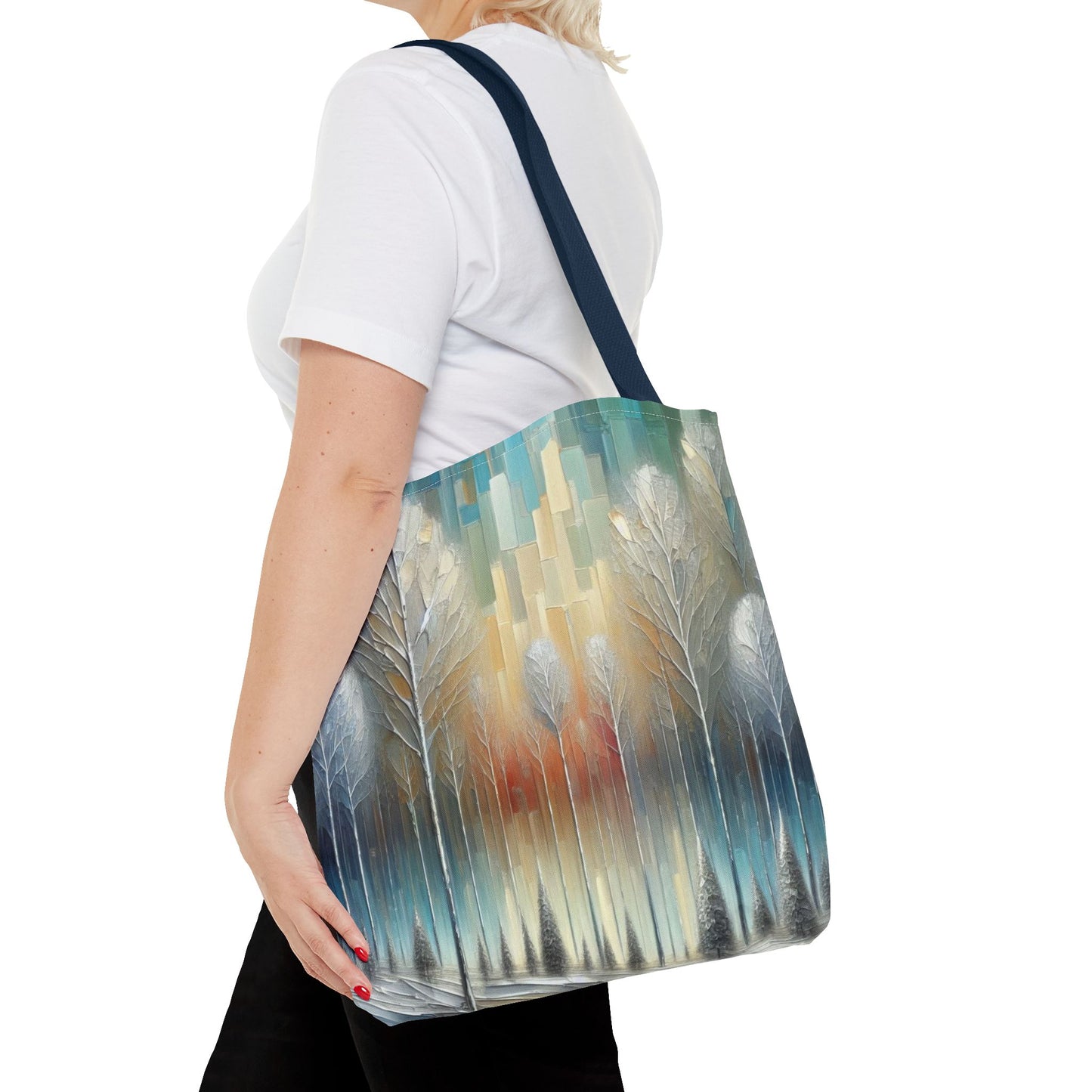 Modern Art Christmas Tote Bag Holiday Cheer Gift Glam Winter Accessory Reusable Winter Tree Shopping Bag Xmas Joy Unisex Bag for Him Her