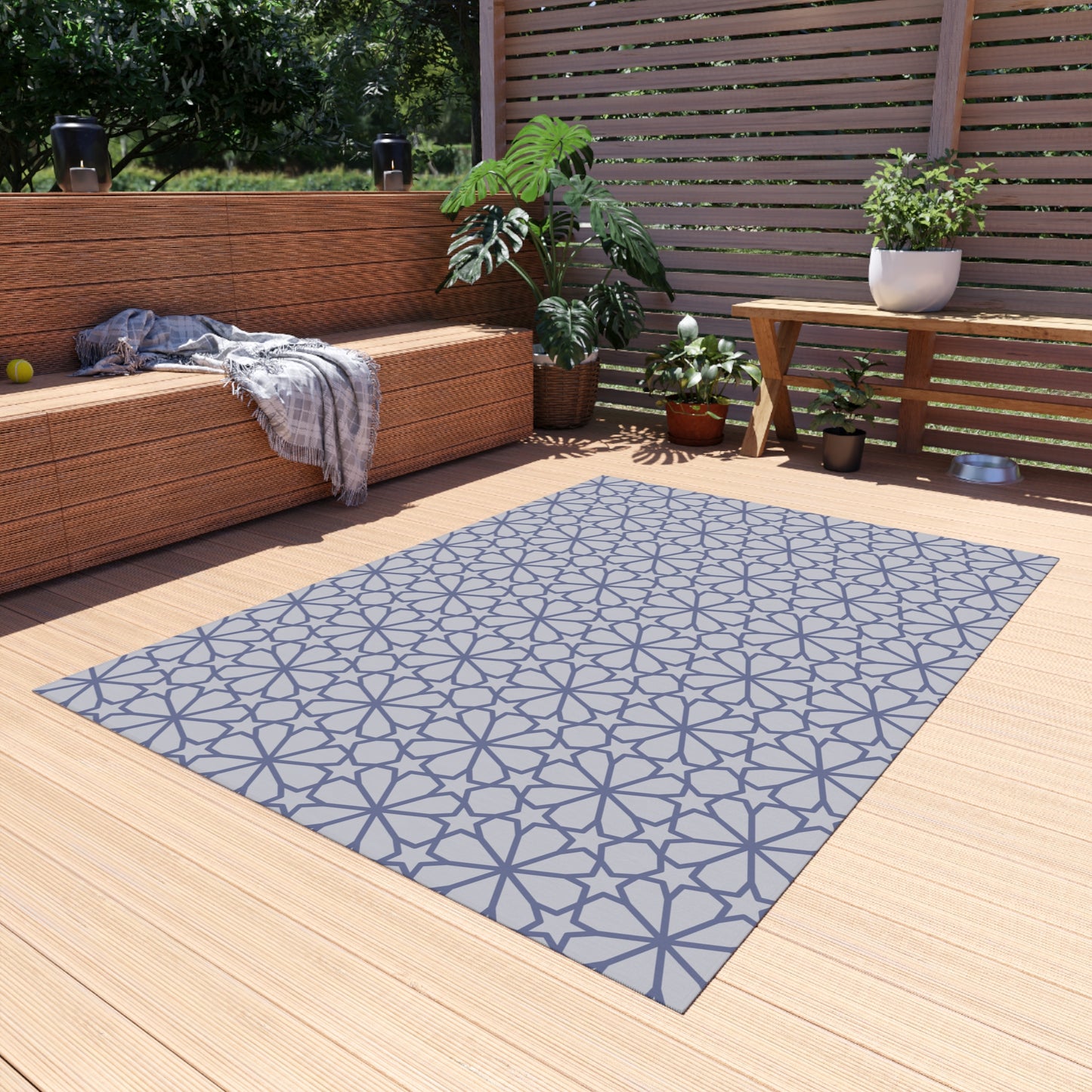Chenille Outdoor Rug with No-Skid Backing Cozy Outdoor Carpet Grey Patio Decor Gazebo Rug Pool Area Decor Outdoor Kitchen Carpet