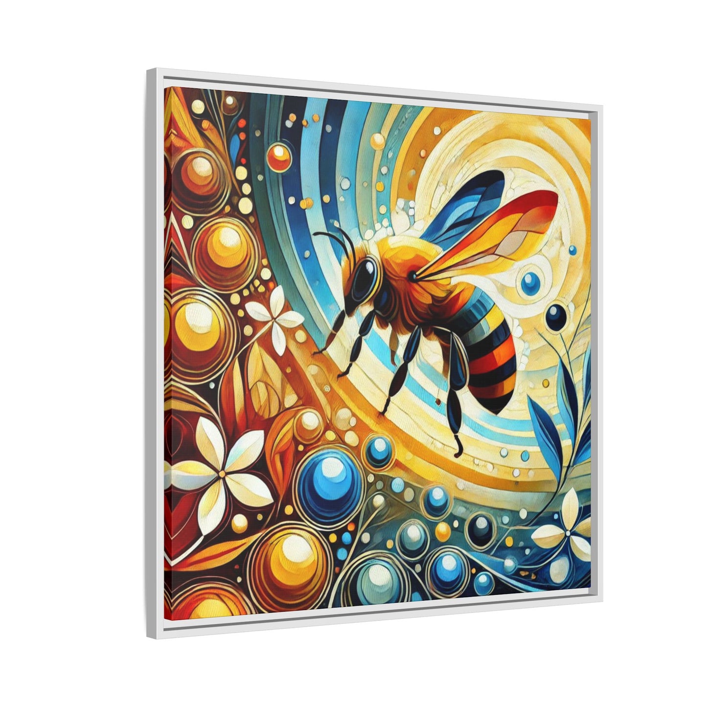Modern Bee Print Abstract Design Unique Framed Canvas Print Insect Lover Wall Art Animal Lover Nature Lover Decor 3 frame colors