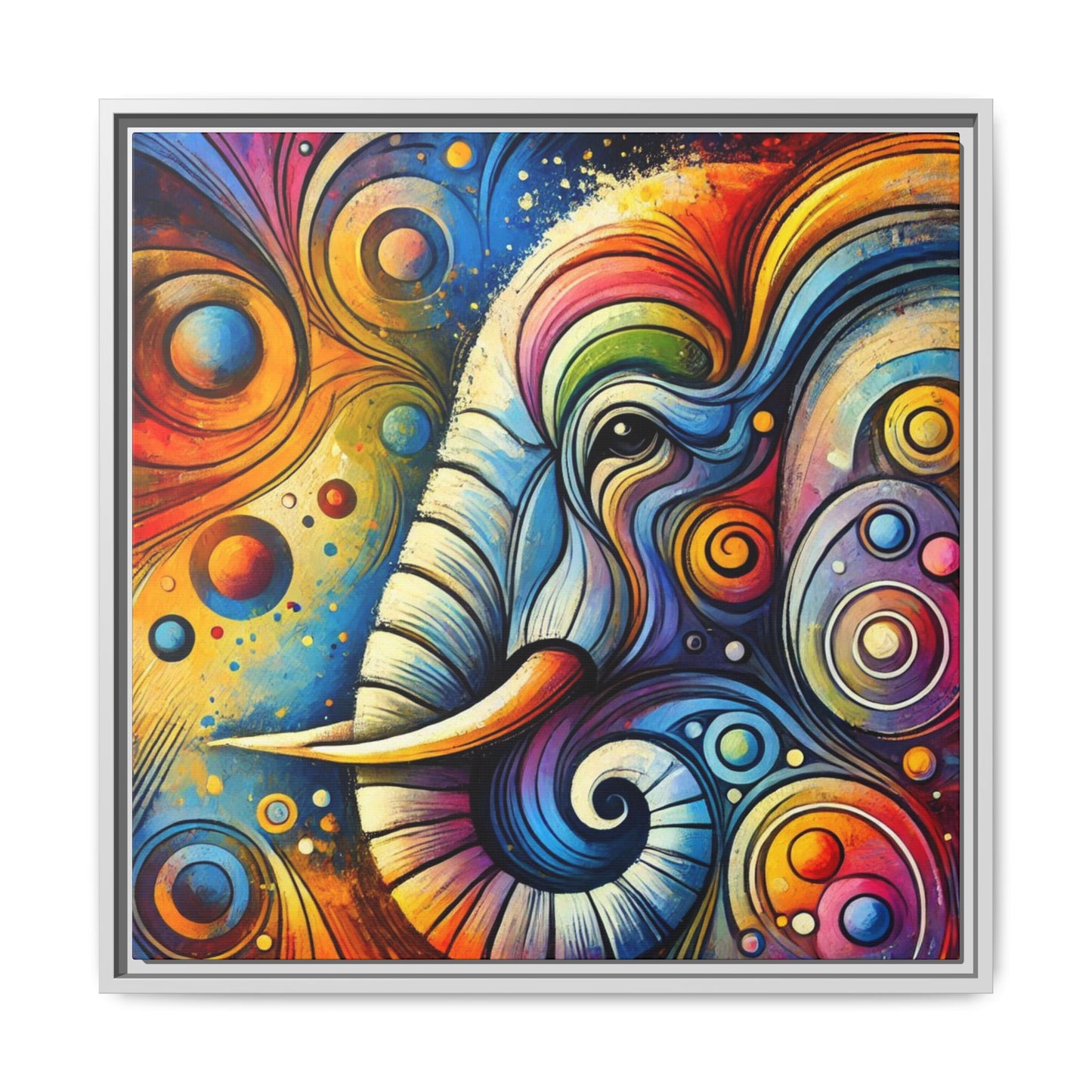 Modern Elephant Print Abstract Design Unique Framed Canvas Print African Wall Art Animal Lover Gift Nature Lover Decor 3 frame colors