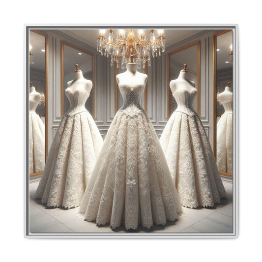 Fashion Formal Wedding Dress Framed Canvas Print Wall Art Unique Fashion Designer Style Haute Couture Fashionista Gift Decor 3 Frame Colors
