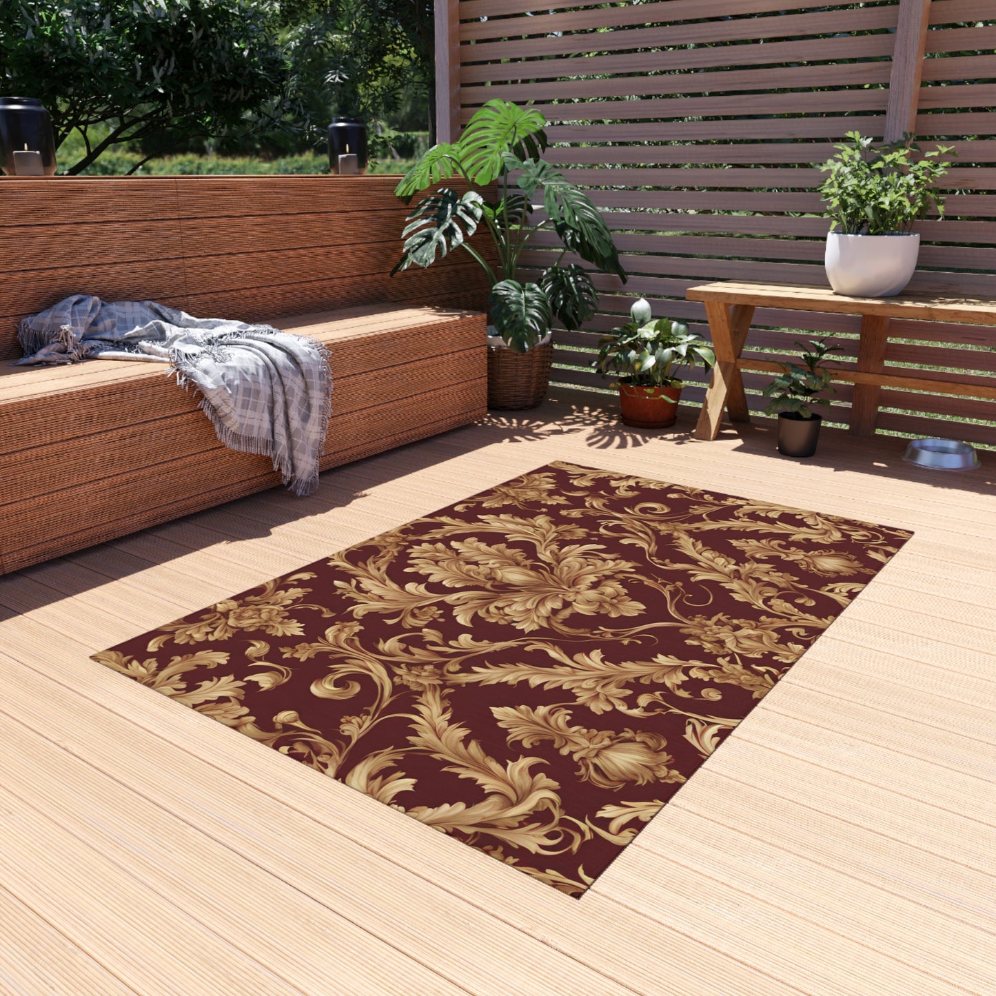 Chenille Outdoor Rug with No-Skid Backing Cozy Outdoor Carpet Patio Decor Gazebo Rug Pool Area Decor Outdoor Kitchen Carpet