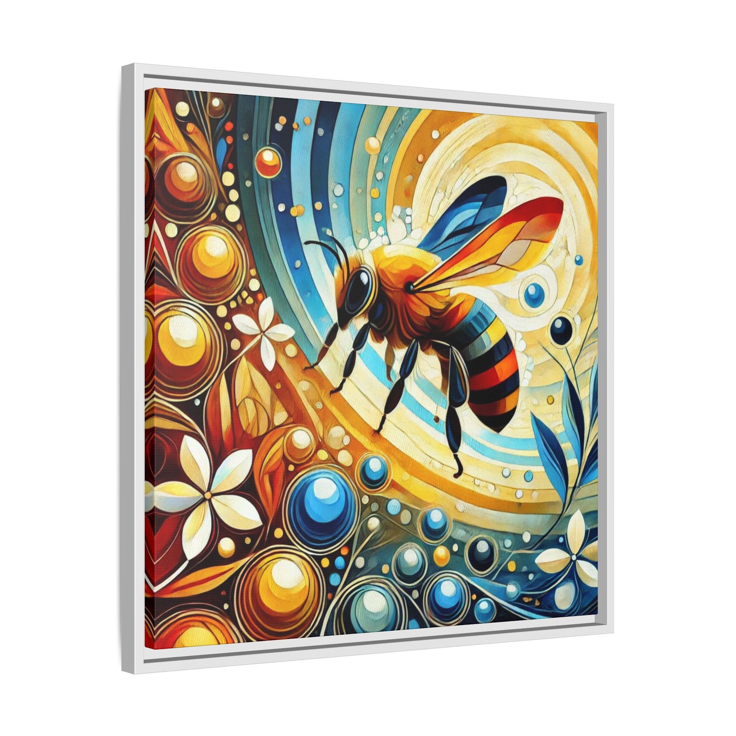 Modern Bee Print Abstract Design Unique Framed Canvas Print Insect Lover Wall Art Animal Lover Nature Lover Decor 3 frame colors