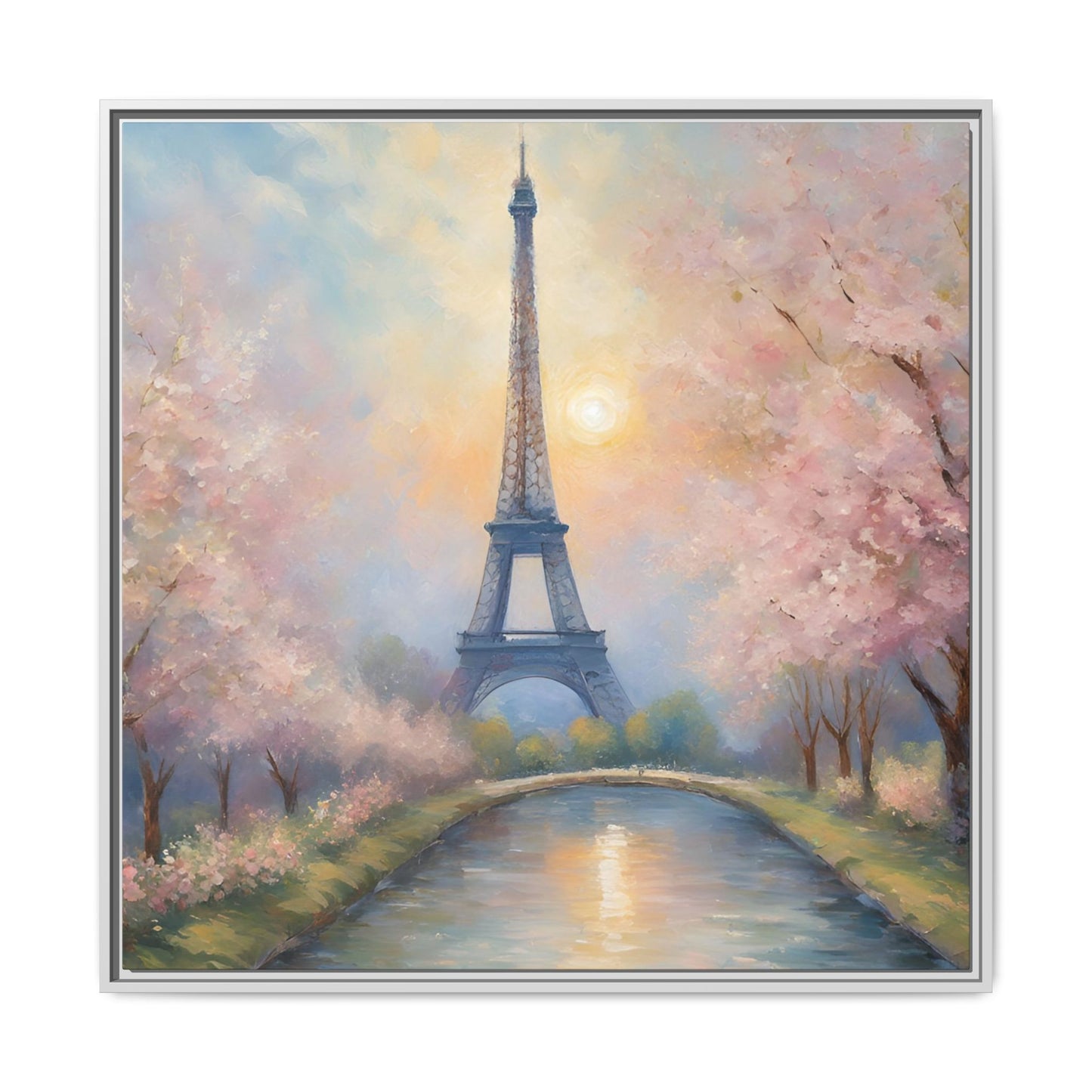 Modern Abstract Pastel Eiffel Tower Design Unique Framed Colorful Canvas Landscape Wall Art Paris France Gift Landscape Gift 3 frame colors