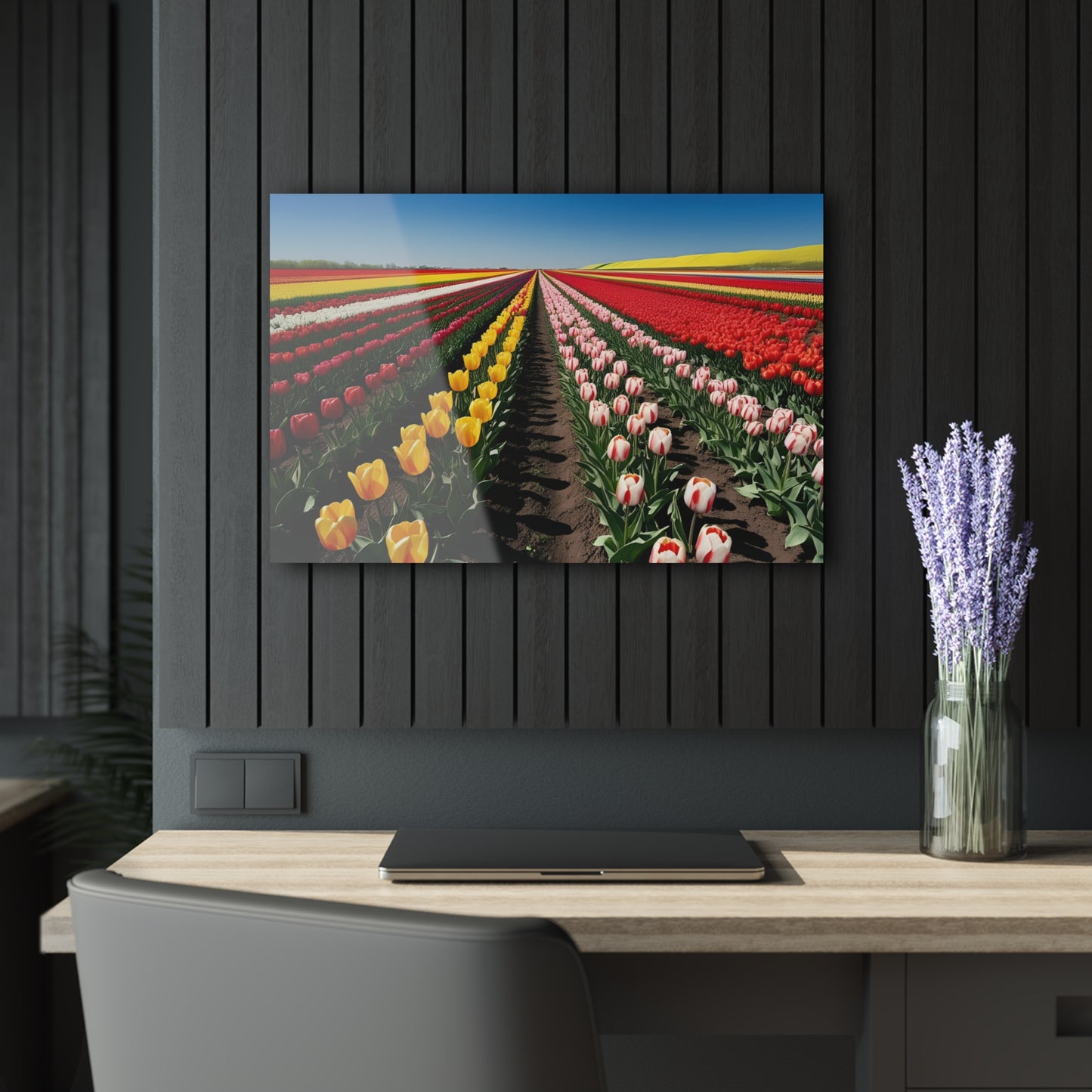 Large Floral Field of Tulips Design Acrylic Print with French Cleat Nature Lover Wall Art Flower Lover Gift Artwork Modern Garden Home Decor
