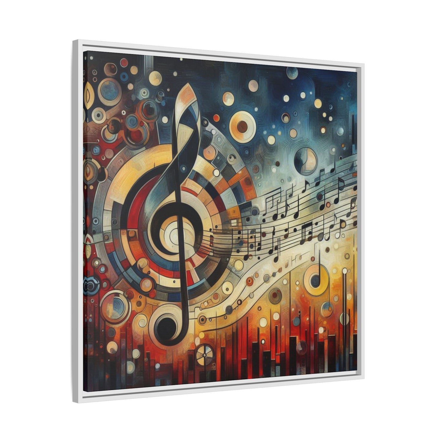 Modern Music-Themed Print Abstract Design Unique Framed Canvas Print Treble Clef Note Wall Art Music Lover Gift Decor 3 frame colors