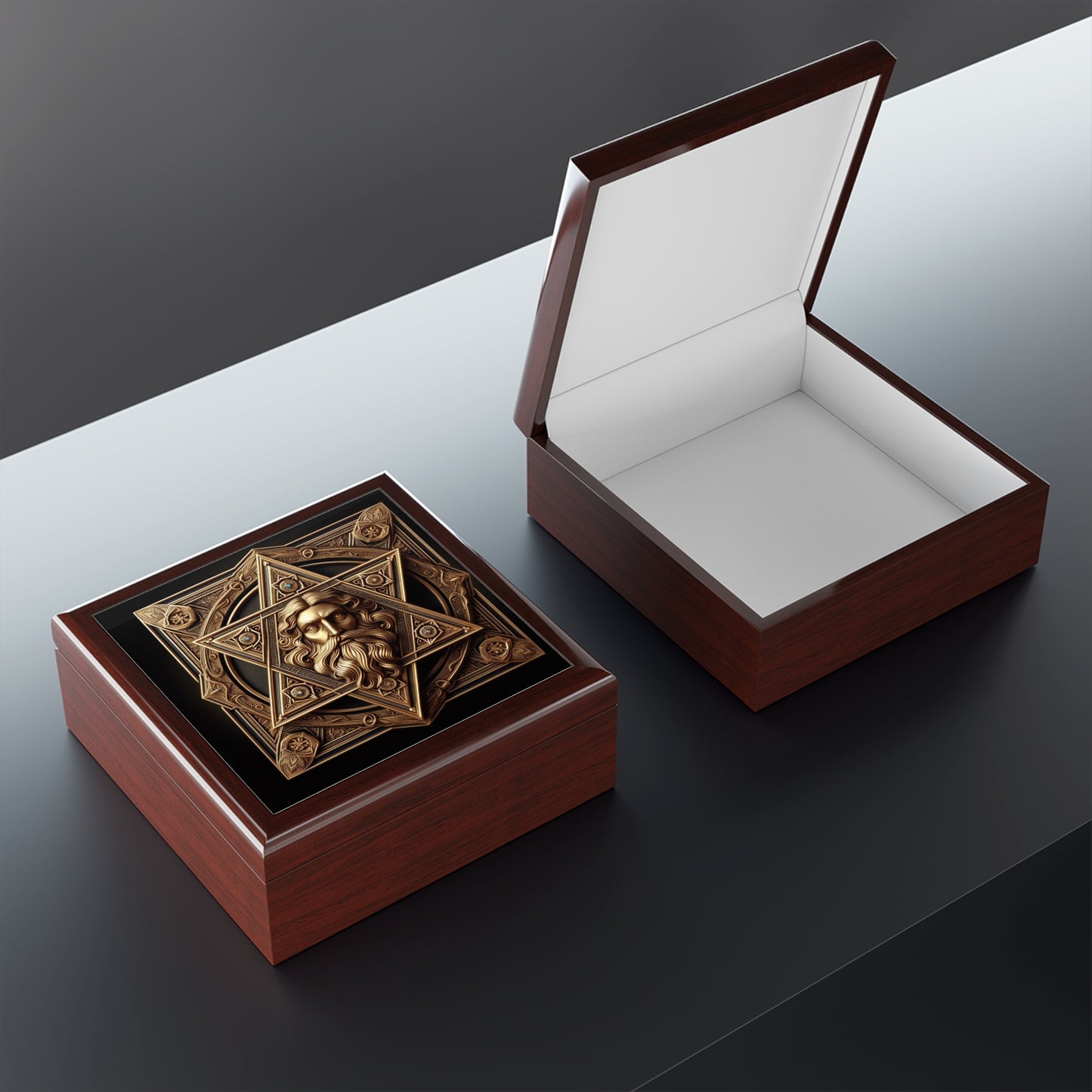 Star of David Wood Jewelry Box Handcrafted Holiday Trinket Rustic Keepsake Gift for Him Her Festive Vanity Storage Hanukkah Decor