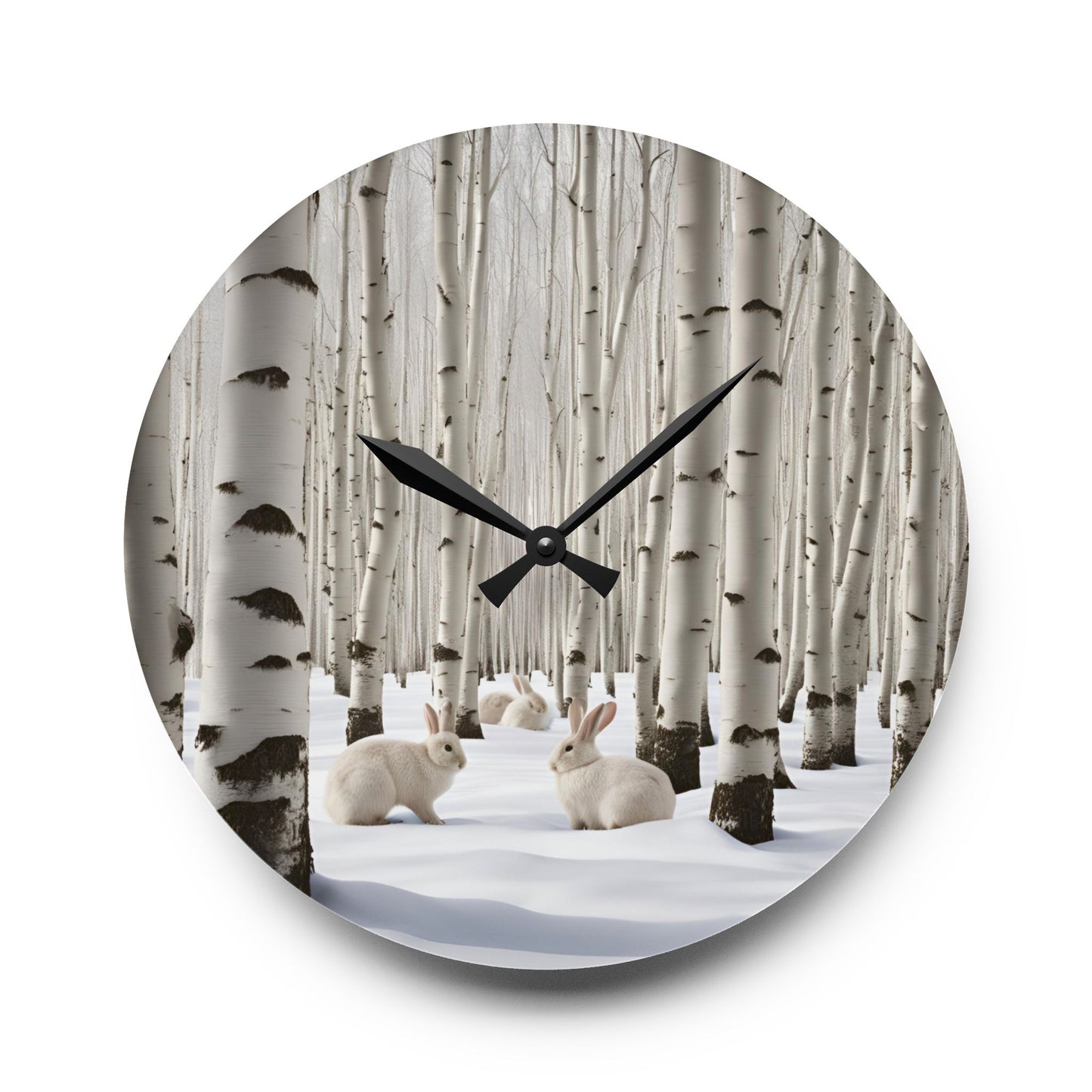 Bunnies in the Forest Design Acrylic Clock Unique Colorful Wall Clock for Kitchen or Living Room Nature Lover Gift