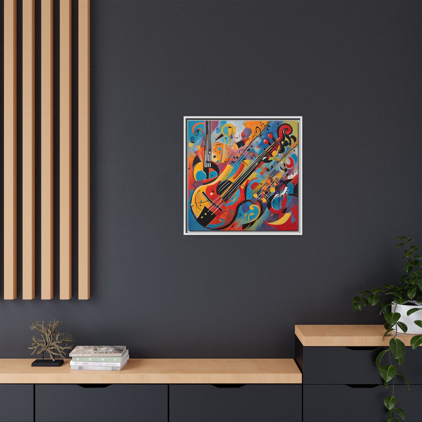 Modern Music-Themed Print Abstract Design Unique Framed Canvas Print Guitar Wall Art Music Lover Gift Decor 3 frame colors