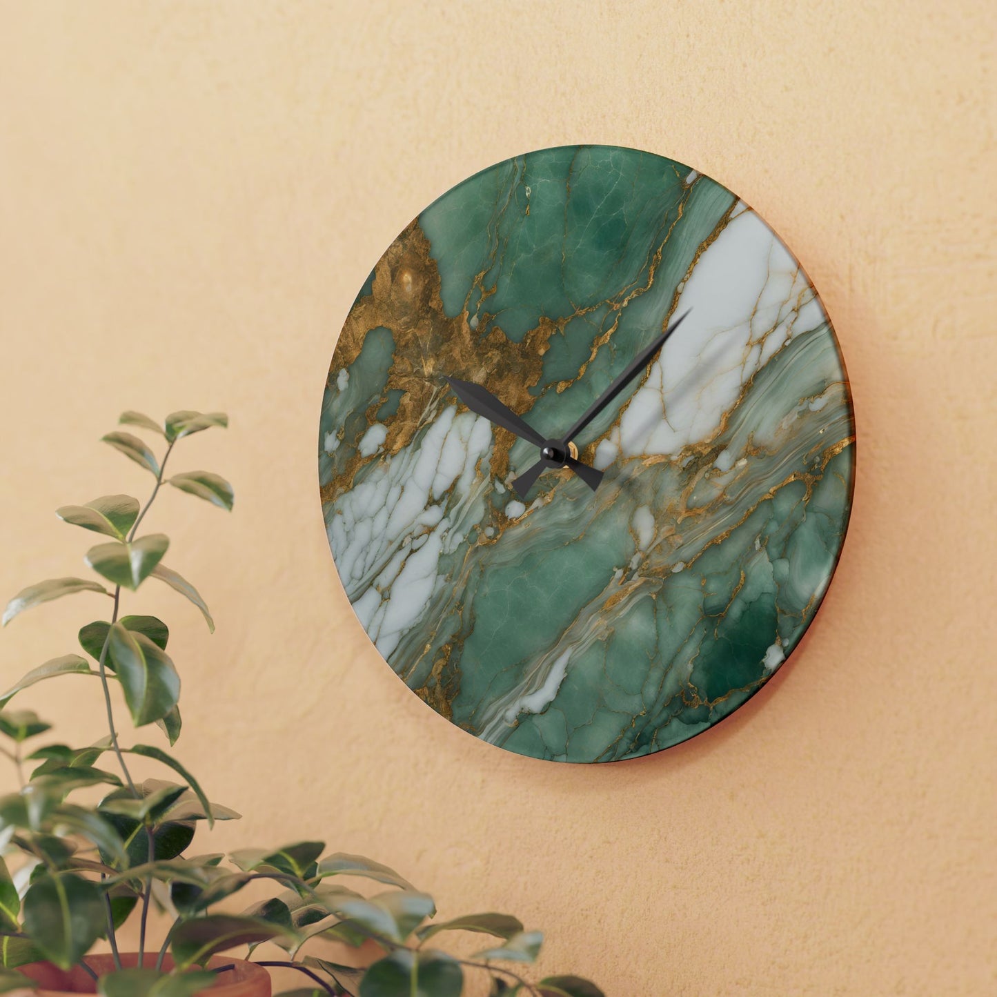 Acrylic Stone-Look Calacatta Quartz-Inspired Unique Design Acrylic Wall Clock Agate Crystal Lover Gemologist Gift Nature Lover Rock Gift