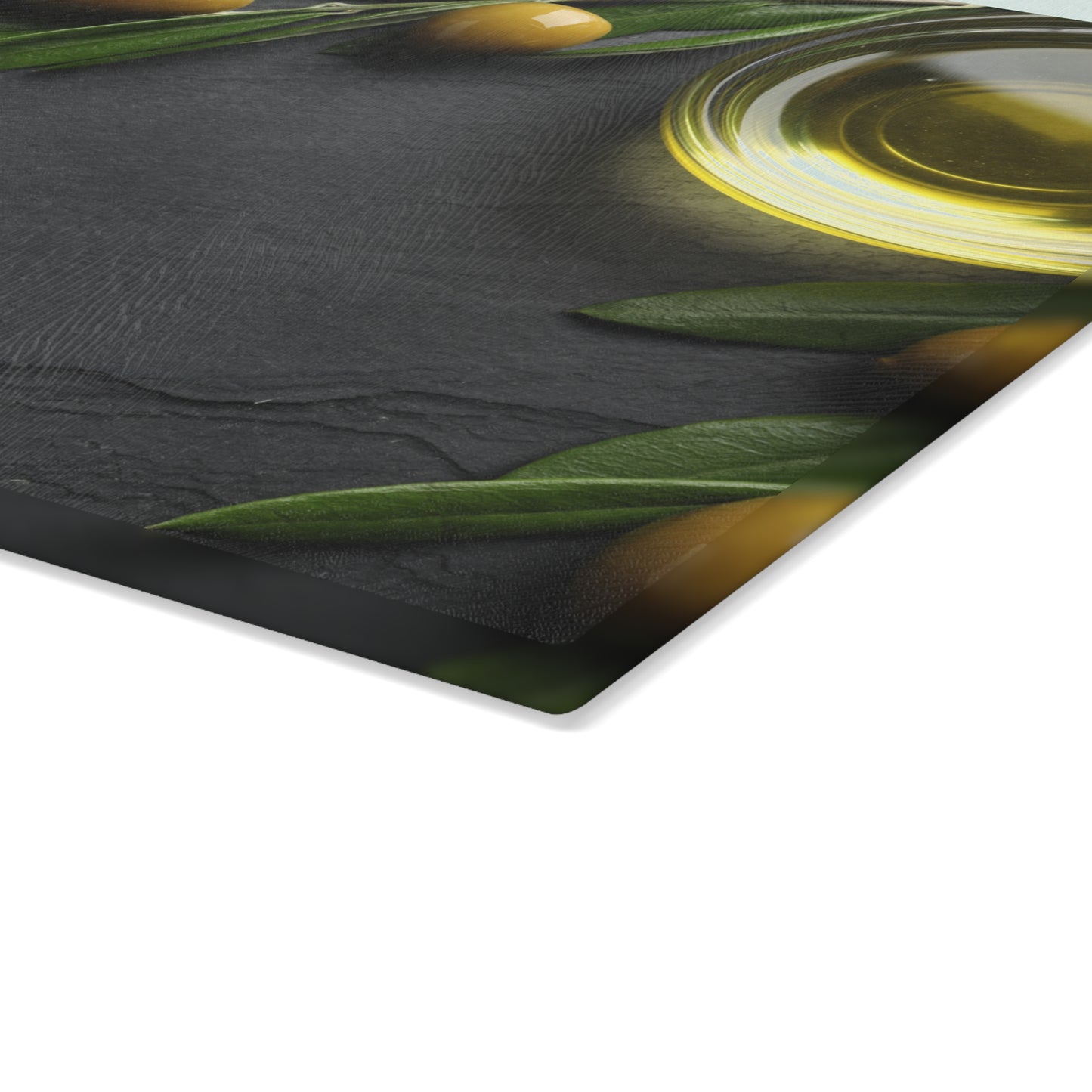 Kitchen Decor Glass Cutting Board Serving Tray with Olives and Olive Oil Design Cutting Board Gift for Home Cook Charcuterie Board
