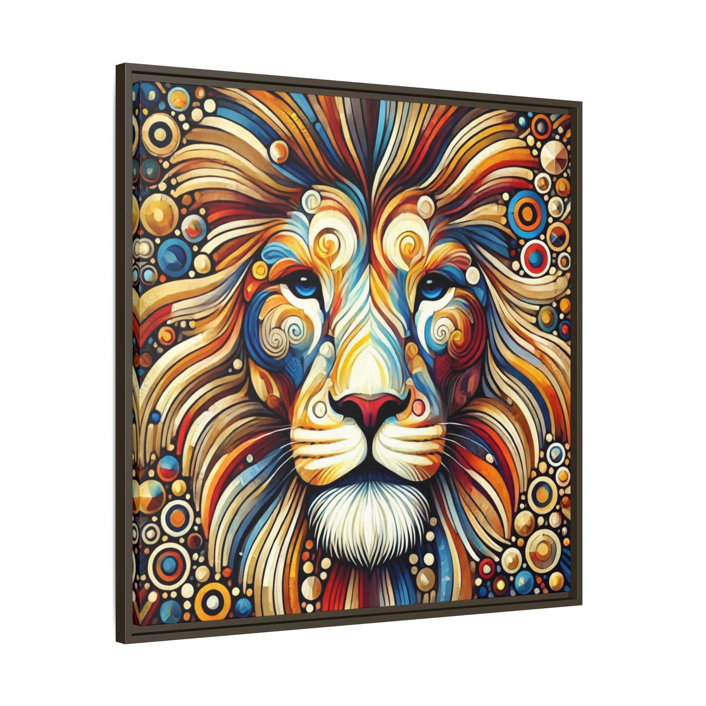 Modern Lion Print Abstract Design Unique Framed Canvas Print King of Jungle Wall Art Animal Lover Gift Nature Lover Decor 3 frame colors
