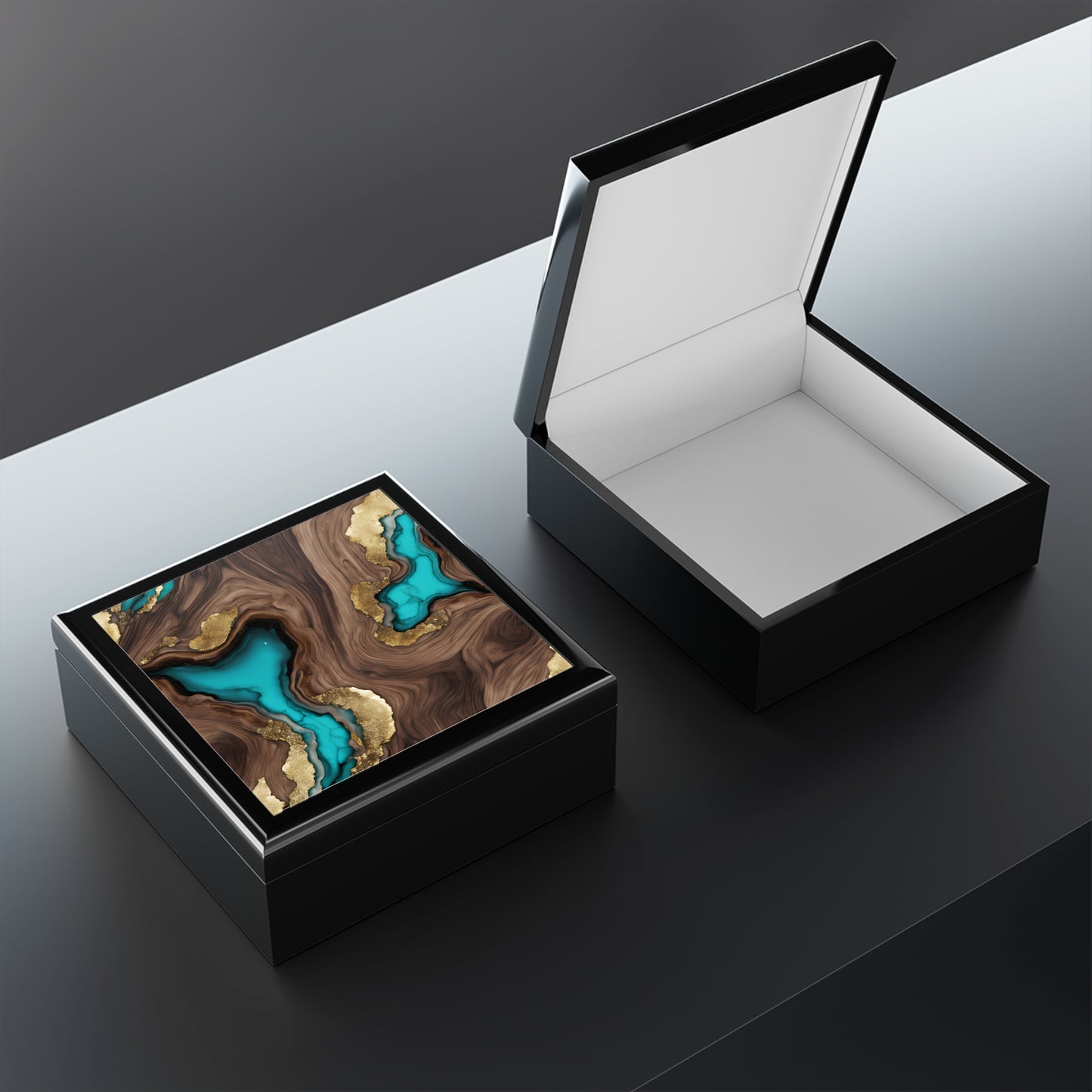 Unique Art Print Design Jewelry Box Trinket Box Bedroom Dresser Decor Vanity Gift Box - 3 colors to choose from