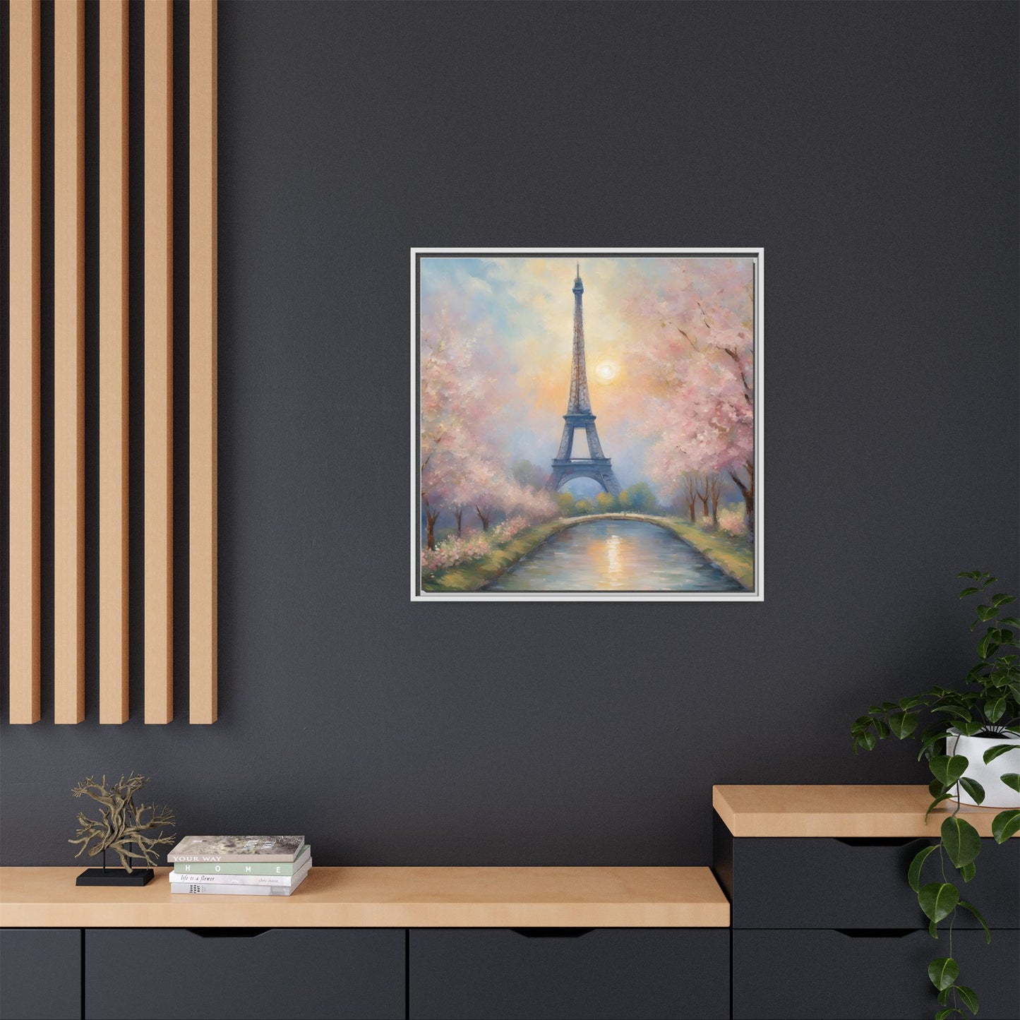Modern Abstract Pastel Eiffel Tower Design Unique Framed Colorful Canvas Landscape Wall Art Paris France Gift Landscape Gift 3 frame colors