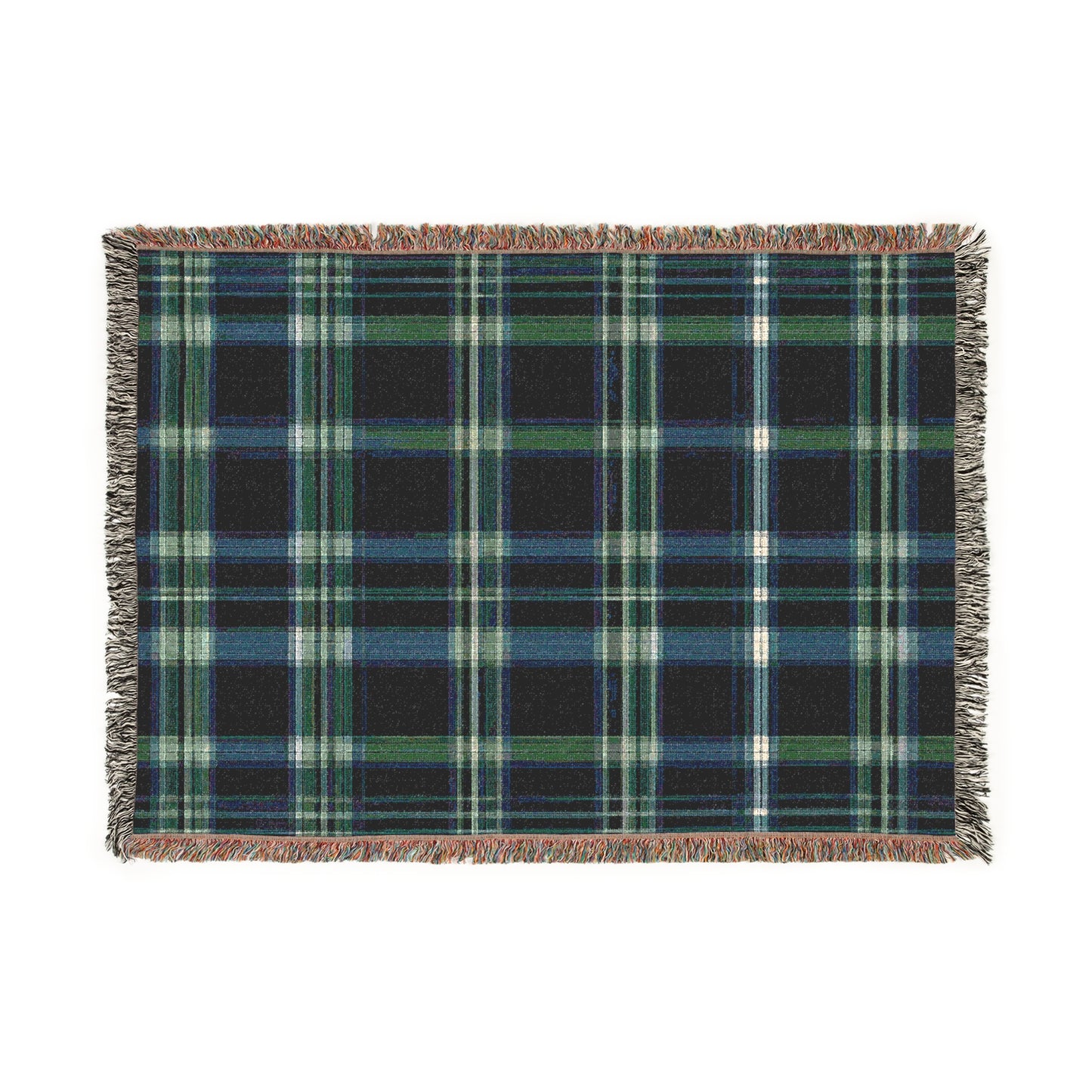 Tartan Plaid Design Cozy Reading Throw for Book Lovers Cotton Woven Fringed Picnic Blanket Wall Art