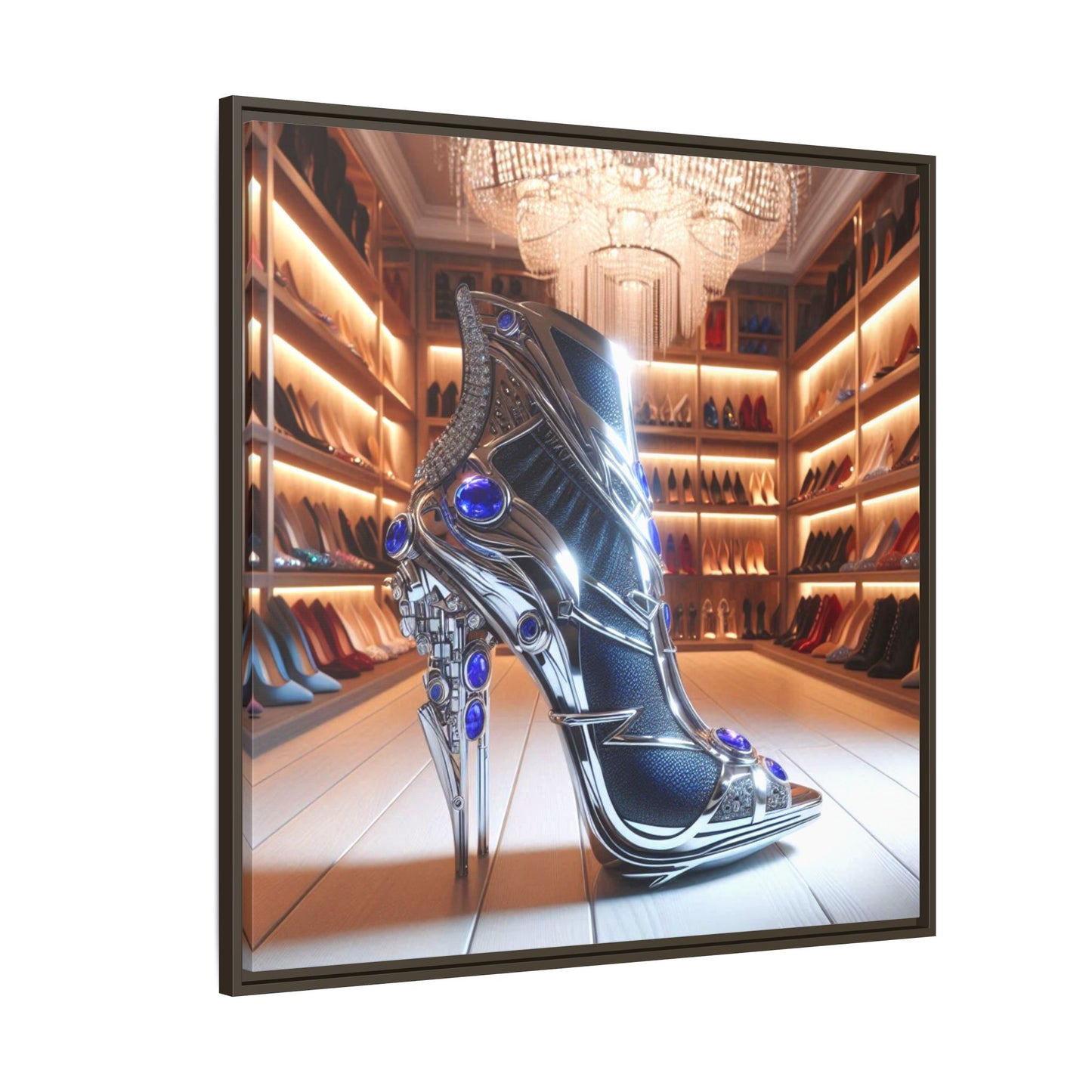 High Heel Shoe Framed Canvas Print Wall Art Unique Fashion Designer Style Haute Couture Shoe Lover Fashionista Gift Decor 3 Frame Colors