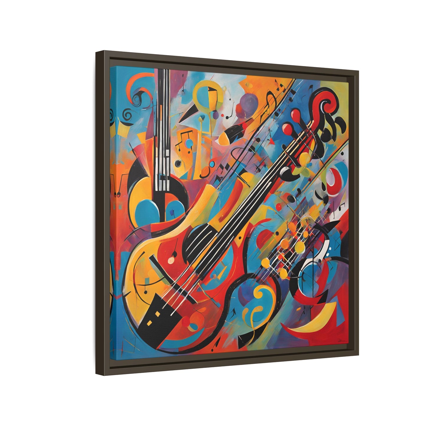 Modern Music-Themed Print Abstract Design Unique Framed Canvas Print Guitar Wall Art Music Lover Gift Decor 3 frame colors