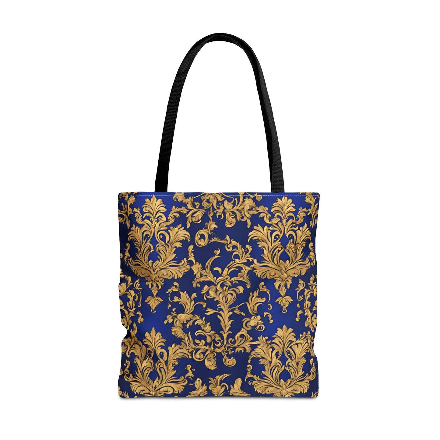 Elegant Royal Blue and Gold Damask Tote Bag | Carryall | Grocery Bag | Shopping Bag |