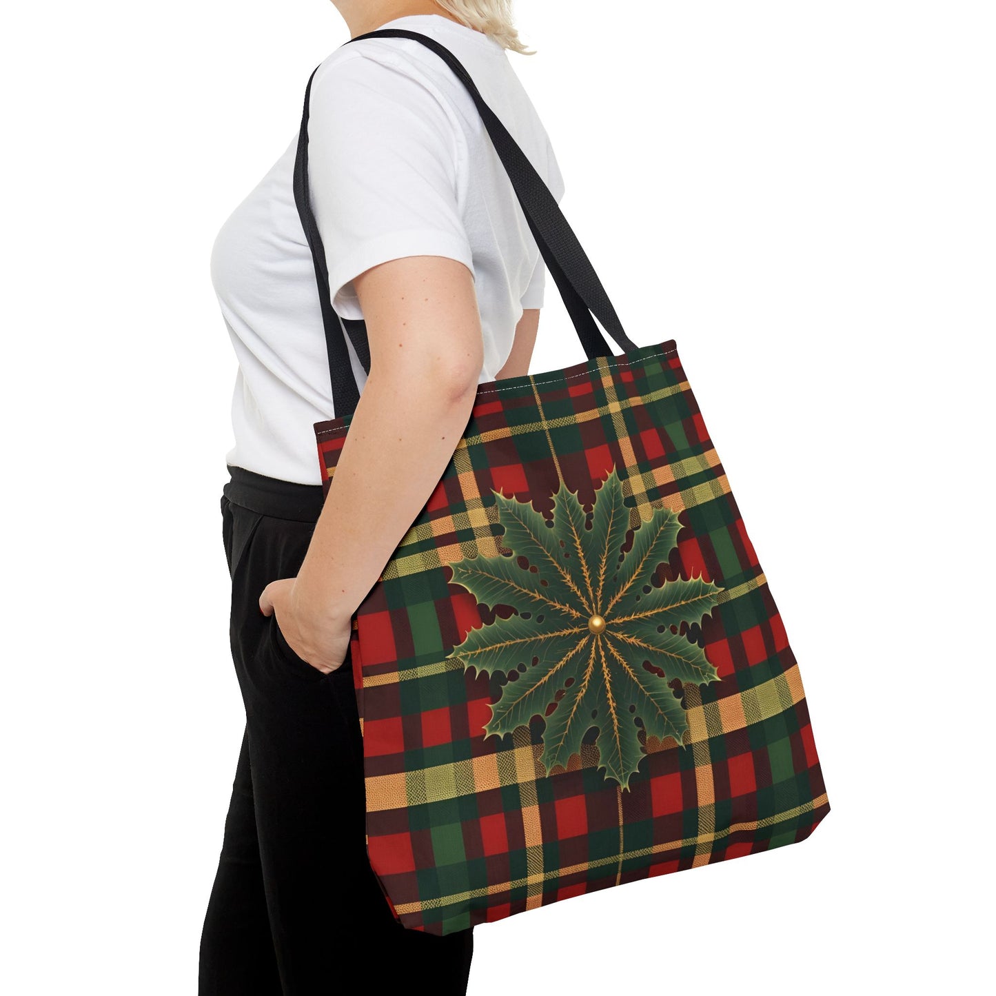 Christmas Tote Bag Holiday Cheer Gift Glam Winter Accessory Reusable Winter Plaid Tartan Shopping Bag Xmas Joy Gift Unisex Bag for Him Her