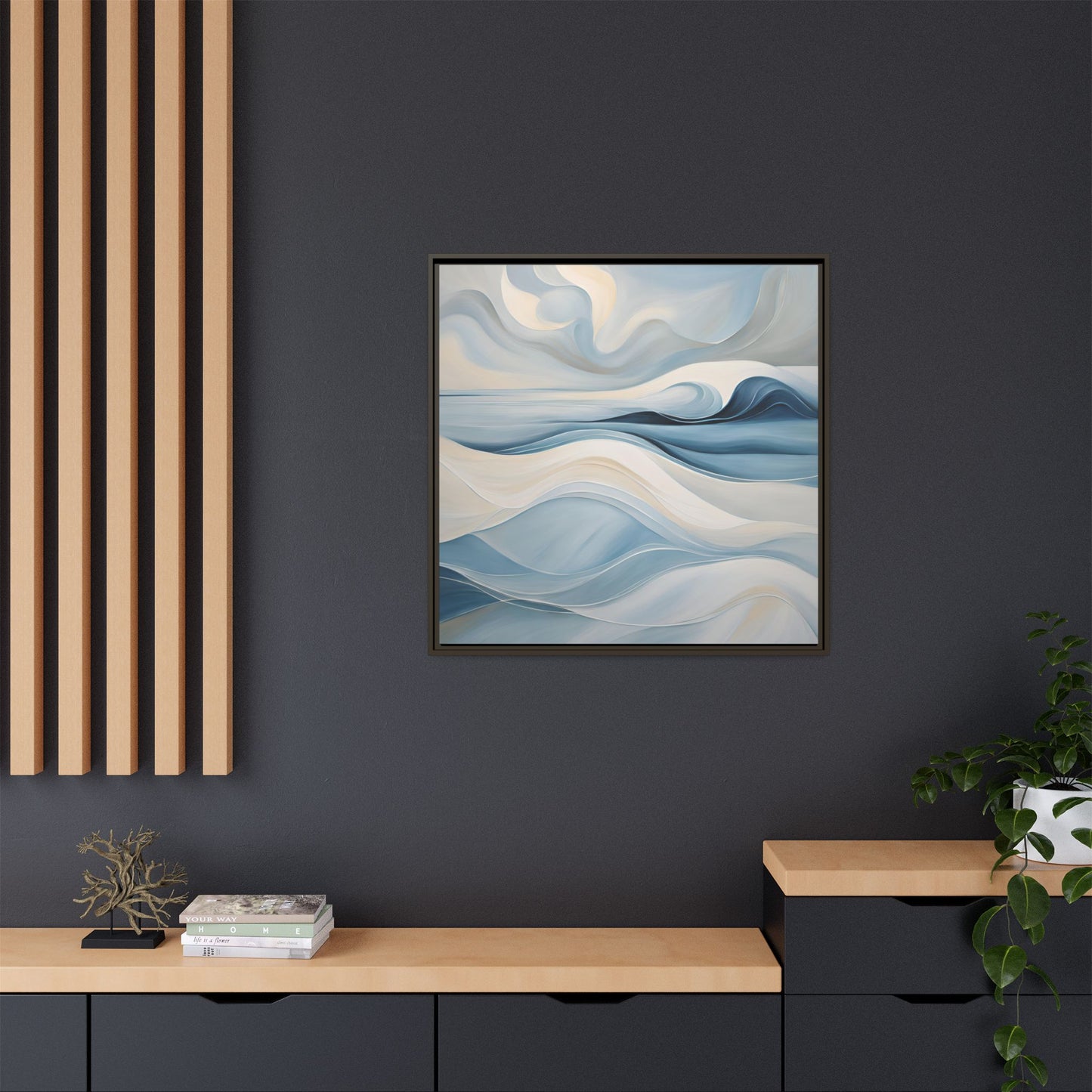 Modern Abstract Wave Design Unique Framed Canvas Wall Art Ocean Beach Gift Nature Lover Gift Underwater Sea Lover Gift 3 frame colors