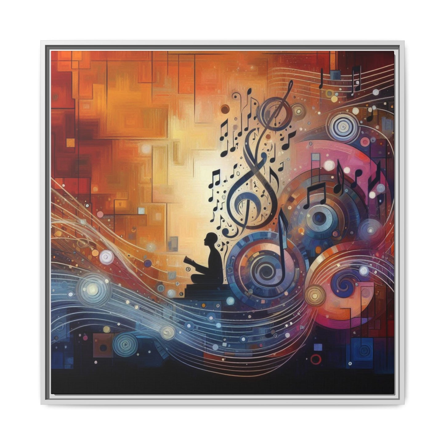 Modern Music-Themed Print Abstract Design Unique Framed Canvas Print Treble Clef Note Wall Art Music Lover Gift Decor 3 frame colors