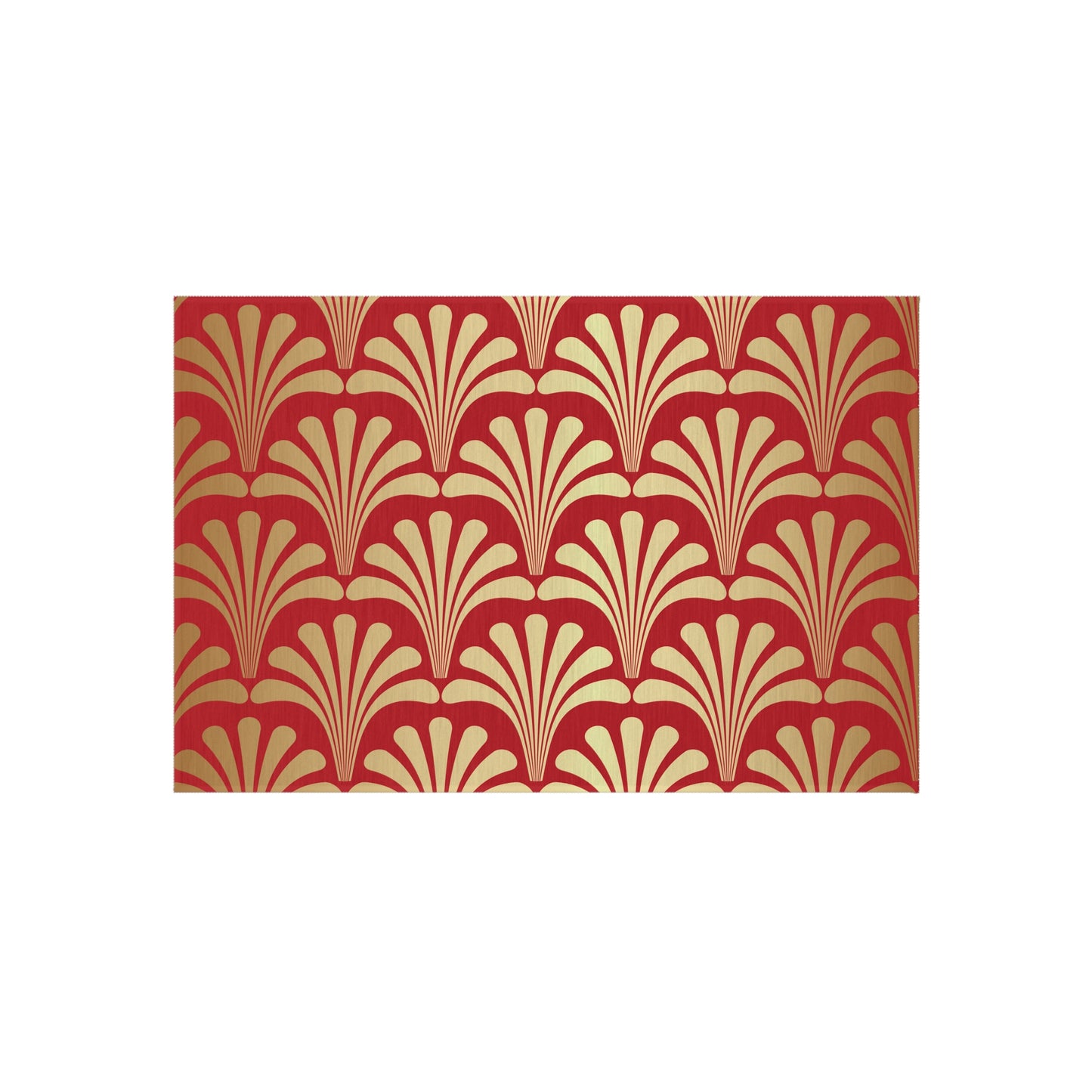 Chenille Outdoor Rug with No-Skid Backing Cozy Red and Gold Outdoor Carpet Patio Decor Gazebo Rug Pool Area Decor Outdoor Kitchen Rug