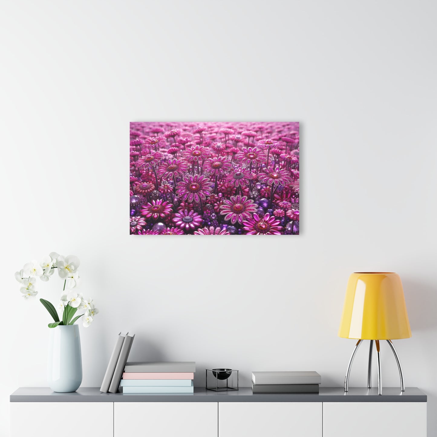 Floral Design Acrylic Gemstone Daisy Print with French Cleat Nature Lover Wall Art Flower Lover Gift Flower Artwork Modern Garden Decor