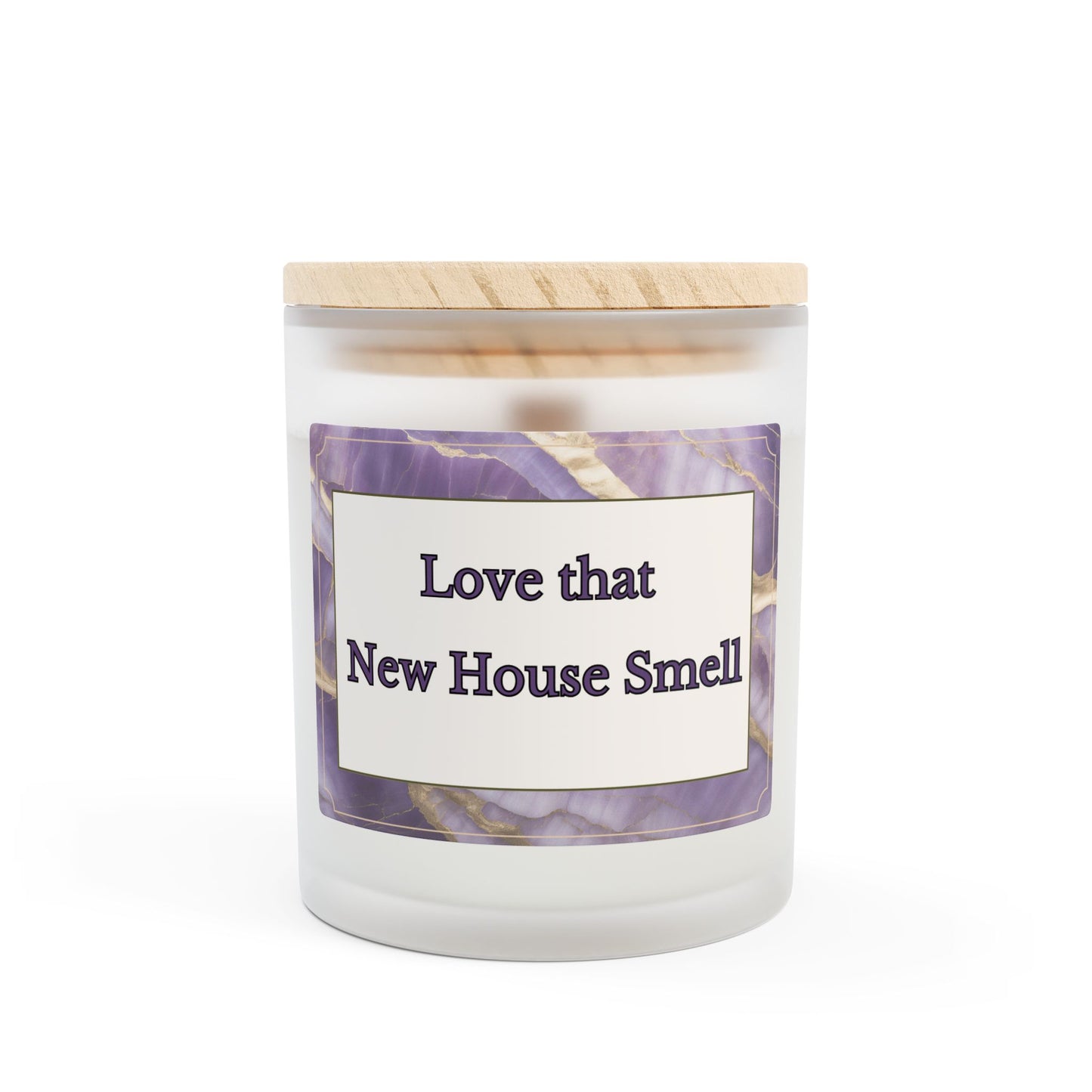 Artisanal Coconut Soy Frosted Glass Candle with Wooden Wick and Raw Maple Lid 11 oz Hand Poured Candle for New Home Owner 50 hrs burn time