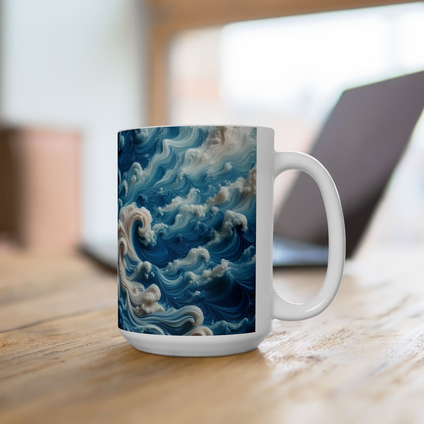 Ceramic Coffee Mug Modern Wave Design Mug Tea Cup Oceanic Swirl Design Salt Life Surfer Ceramic Mug
