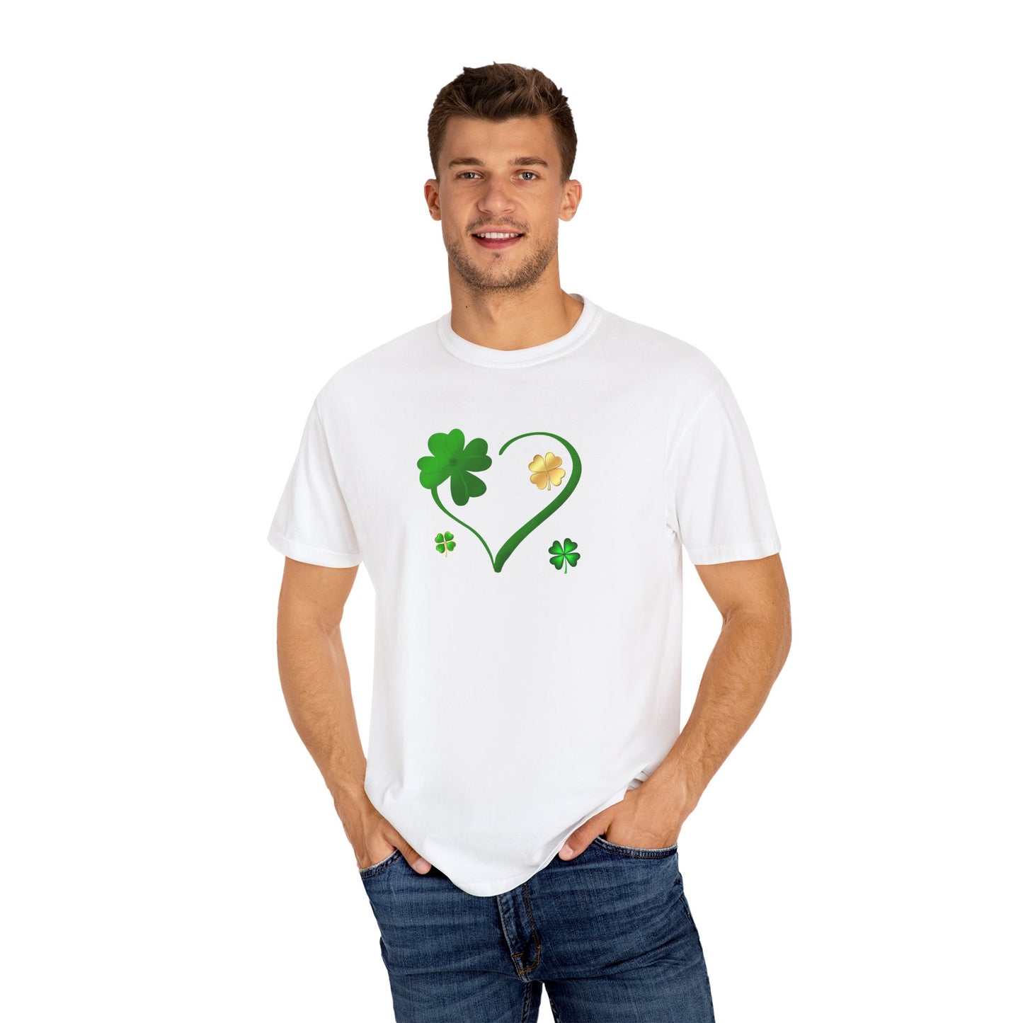 St. Patrick's Day T-Shirt Unisex Comfort Colors Relaxed Fit Garment-Dyed Tee 4 Leaf Clover Shirt Irish Themed Gift