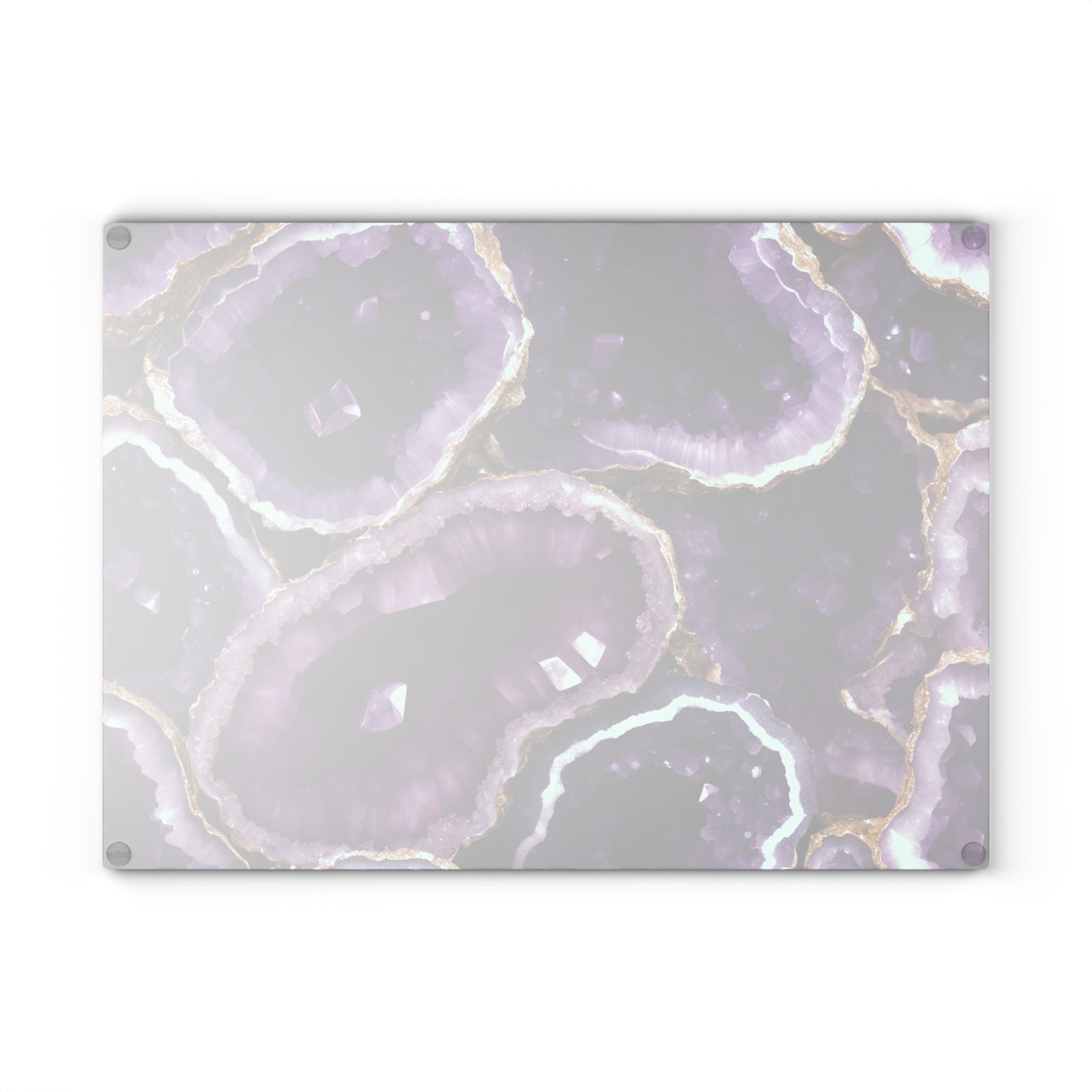 Kitchen Decor Glass Geode-Themed Image Unique Rock Lover Cutting Board Serving Tray Home Cook Gift Colorful Glass Charcuterie Board
