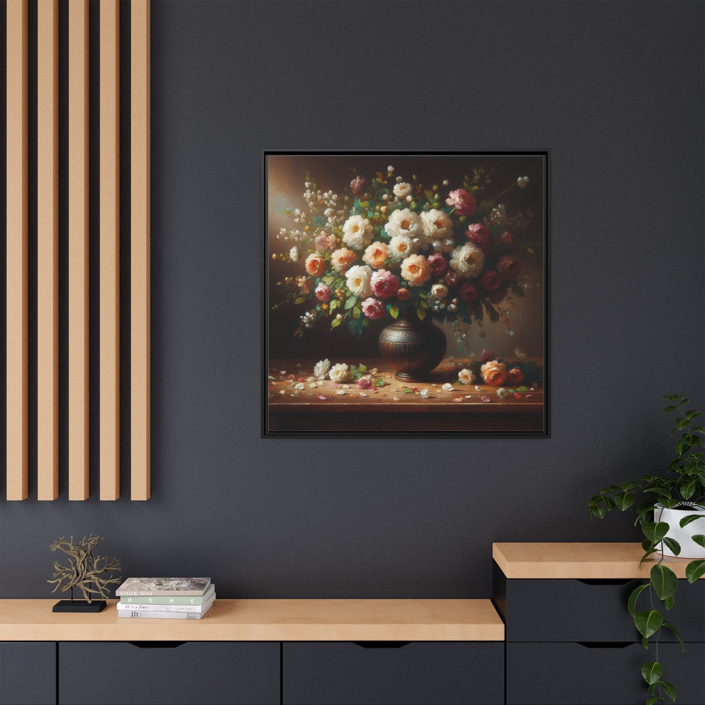 Vase of Flowers Unique Framed Canvas Wall Art Flower Lover Gift Wildflower Artwork Nature Lover Lanscape Gift 3 frame colors