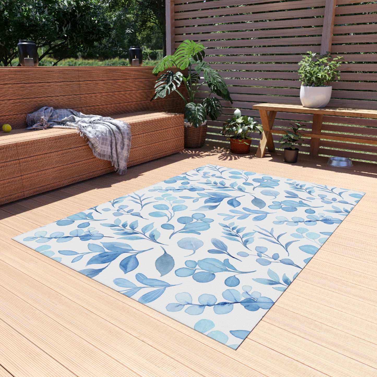 Floral Chenille Outdoor Rug with No-Skid Backing Cozy Outdoor Carpet Patio Decor Gazebo Beachy Rug Pool Area Decor Outdoor Kitchen Carpet