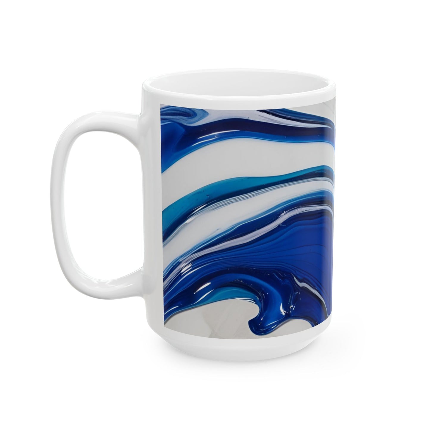 Ceramic Coffee Mug Modern Wave Design Mug Tea Cup Oceanic Swirl Design Salt Life Surfer Beachy Theme Ceramic Mug