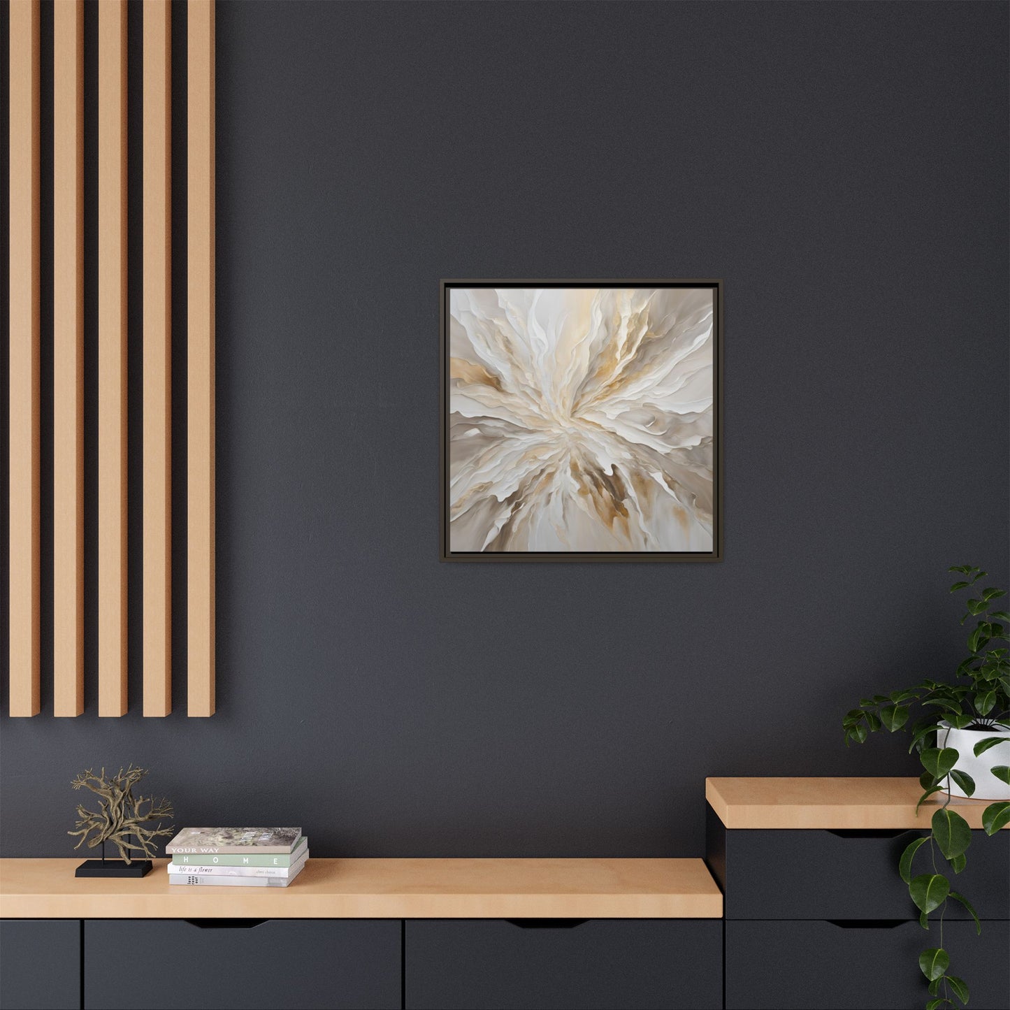 Modern Abstract Floral Design Unique Framed Canvas Wall Art Starburst Gift Nature Lover Gift Garden Lover Gift 3 frame colors