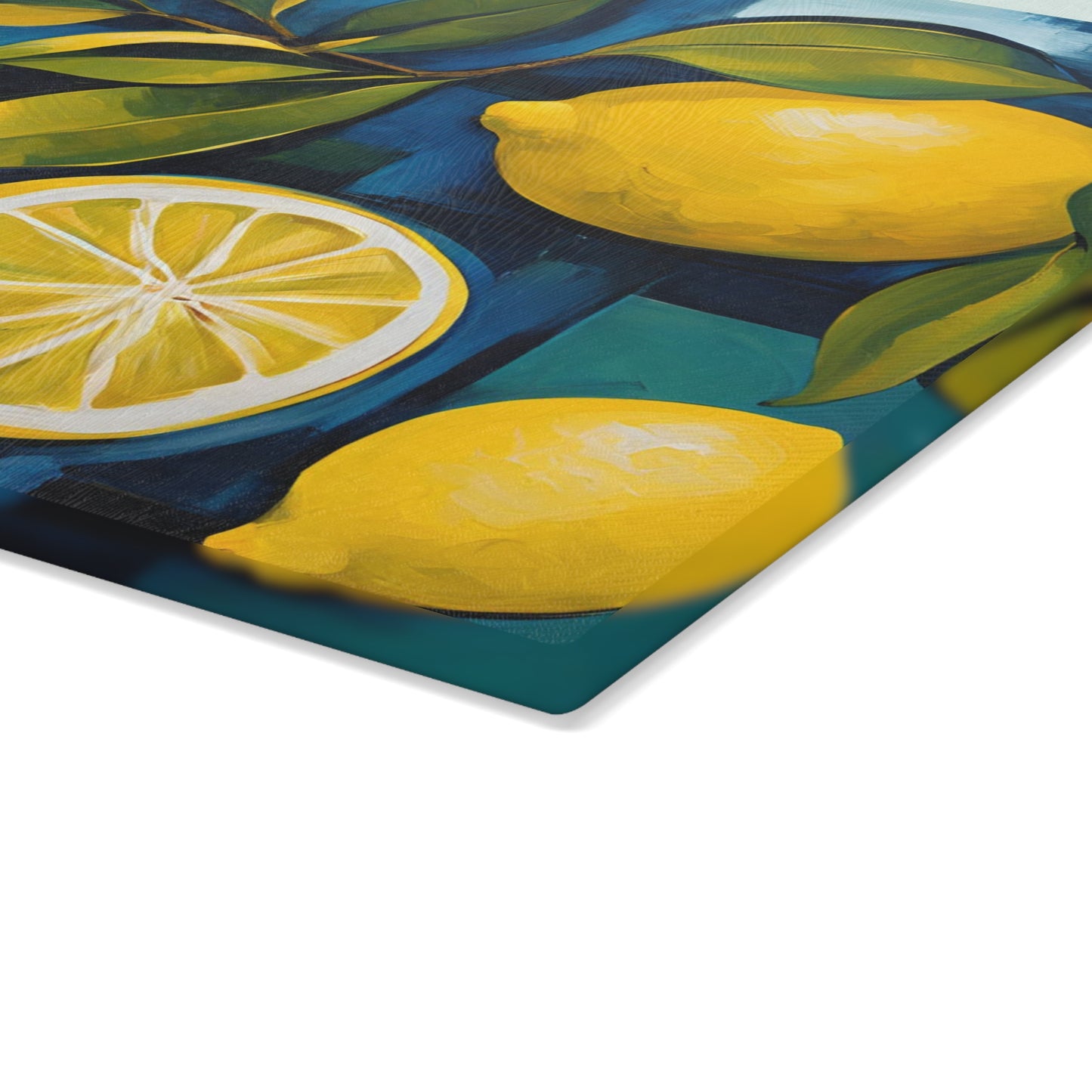 Kitchen Decor Glass Cutting Board Serving Tray with Modern Lemon Pattern Cutting Board Gift for Home Cook Charcuterie Board