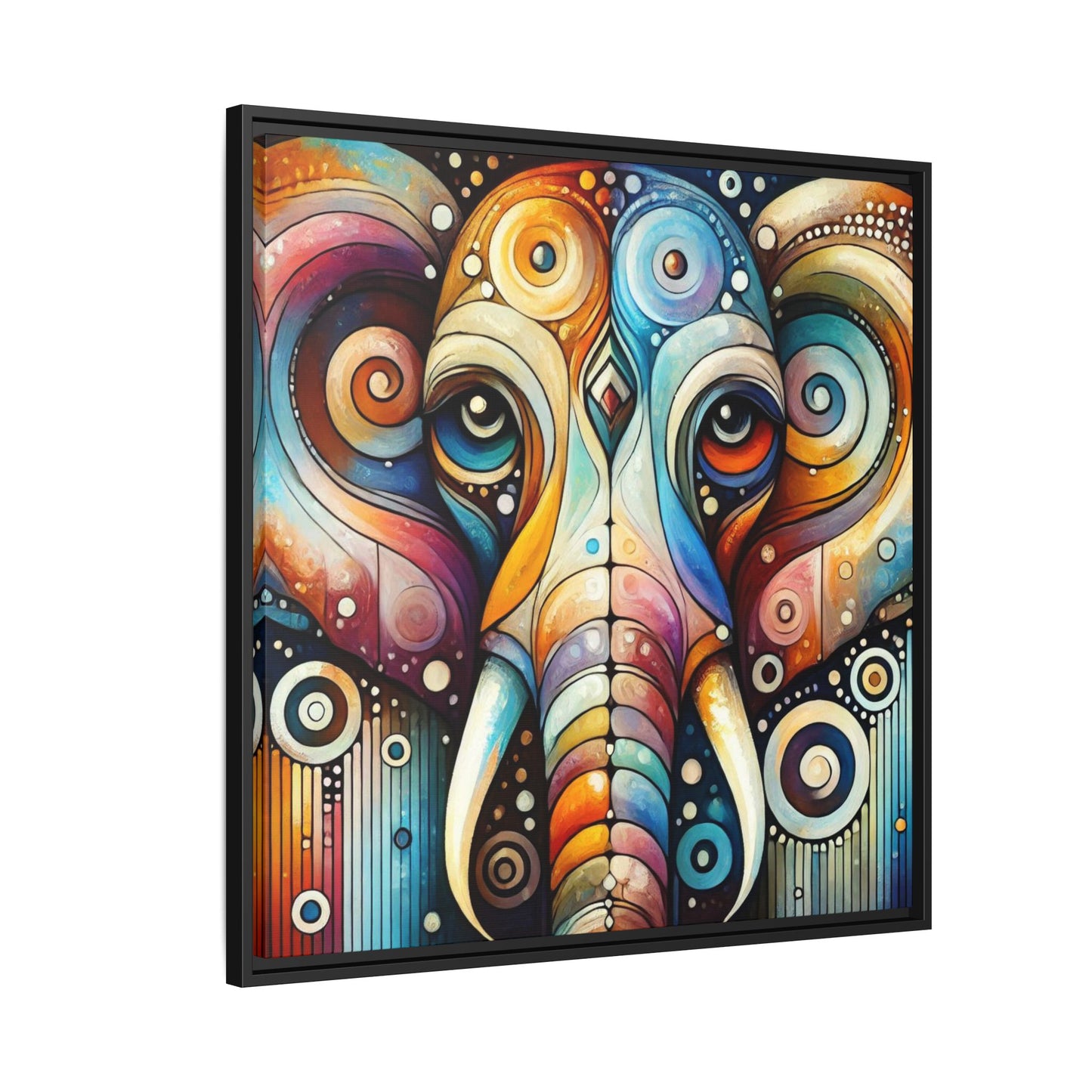 Modern Elephant Face Print Abstract Design Unique Framed Canvas Print African Wall Art Animal Lover Nature Lover Decor 3 frame colors