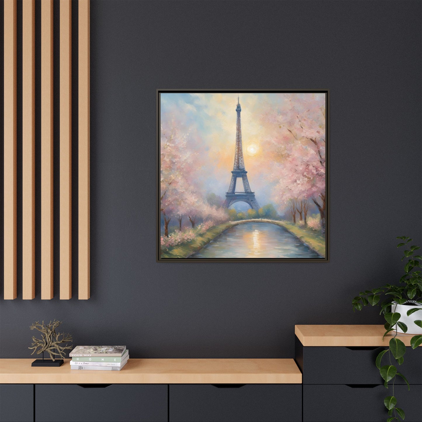 Modern Abstract Pastel Eiffel Tower Design Unique Framed Colorful Canvas Landscape Wall Art Paris France Gift Landscape Gift 3 frame colors