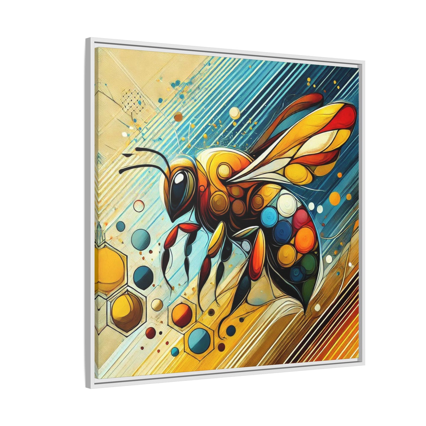 Modern Bee Print Abstract Design Unique Framed Canvas Print Insect Lover Wall Art Animal Lover Gift Nature Lover Decor 3 frame colors