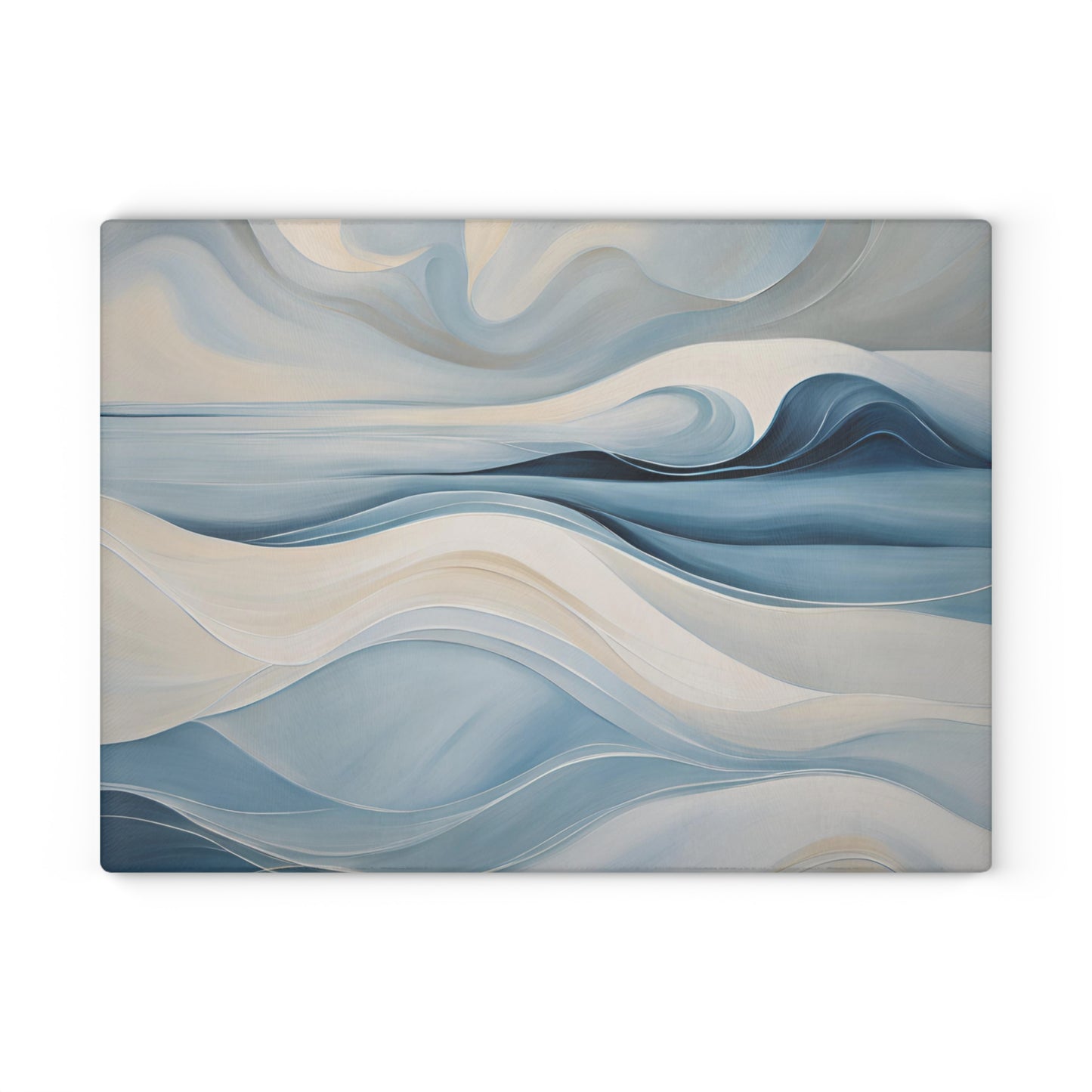 Kitchen Decor Glass Cutting Board Serving Tray with Modern Beachy Waves Pattern Cutting Board Gift for Home Cook Charcuterie Board