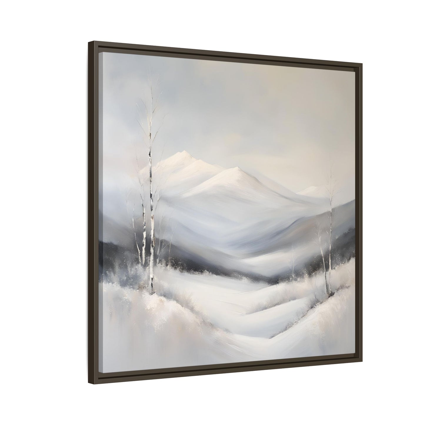Modern Abstract Mountain Design Unique Framed Canvas Wall Art Snowy Gift Nature Lover Gift 3 frame colors