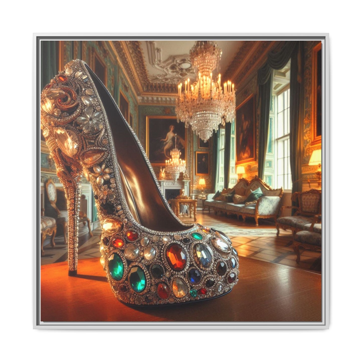 High Heel Shoe Framed Canvas Print Wall Art Unique Fashion Designer Style Haute Couture Shoe Lover Fashionista Gift Decor 3 Frame Colors