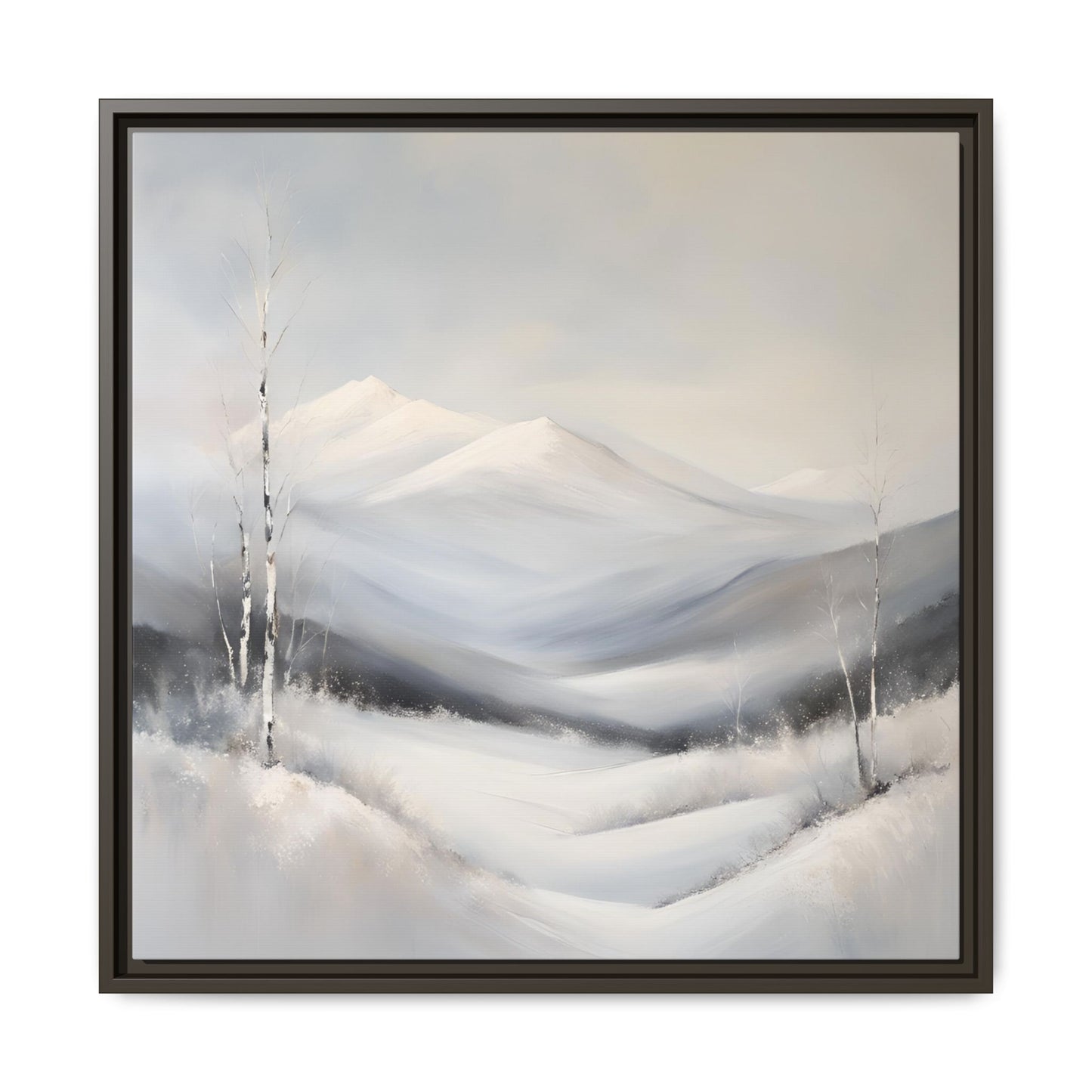 Modern Abstract Mountain Design Unique Framed Canvas Wall Art Snowy Gift Nature Lover Gift 3 frame colors