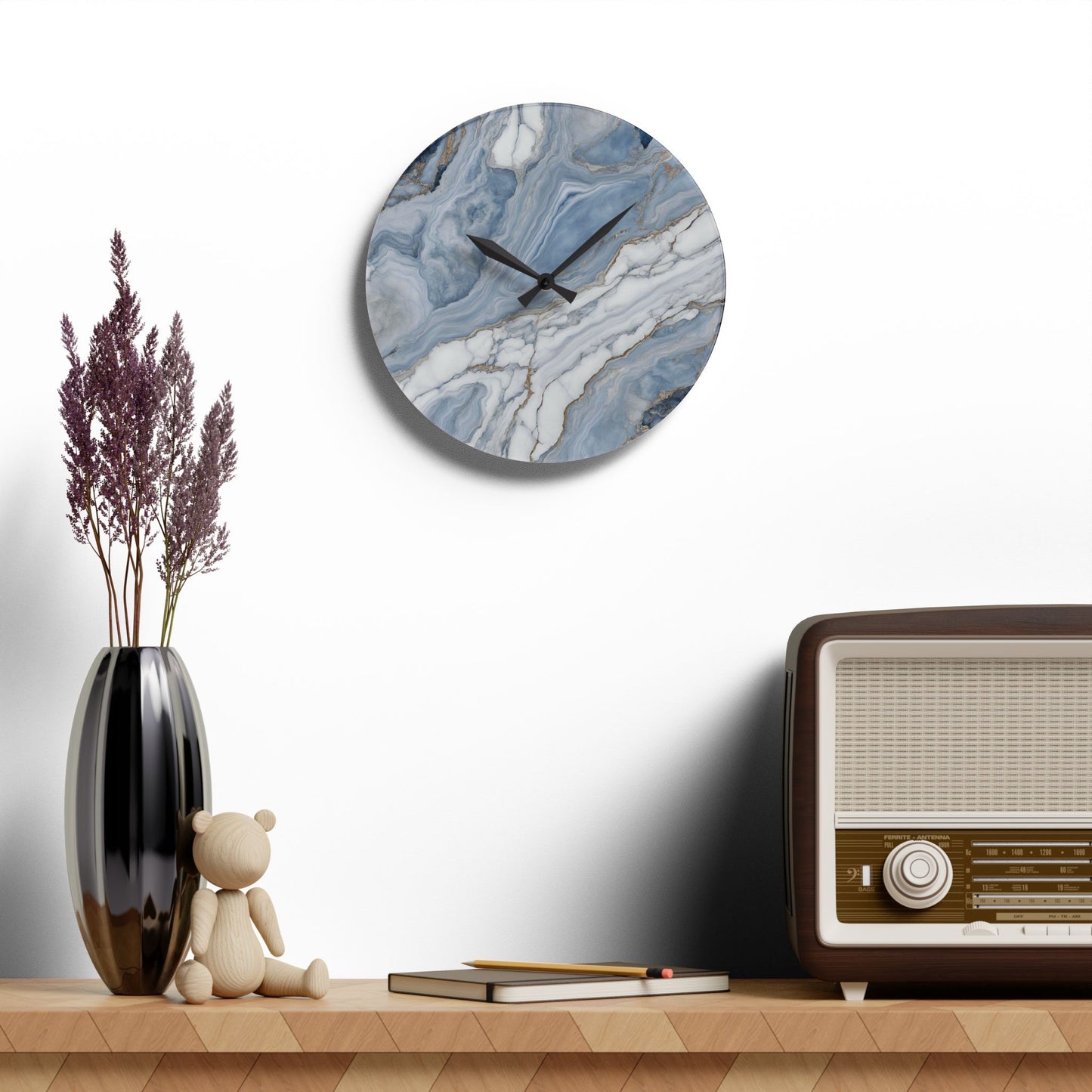 Acrylic Stone-Look Calacatta Quartz-Inspired Unique Design Acrylic Wall Clock Agate Crystal Lover Gemologist Gift Nature Lover Rock Gift