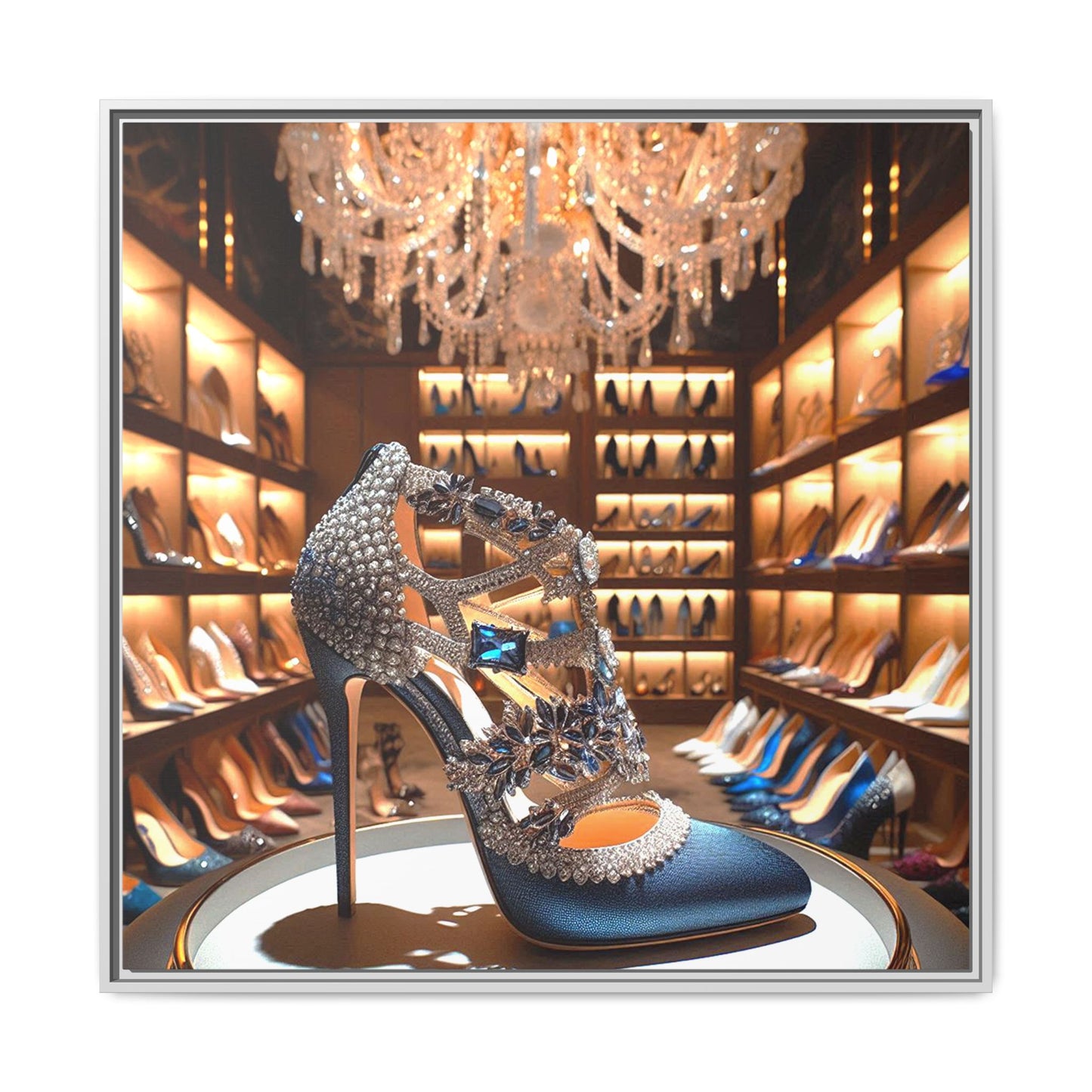 High Heel Shoe Framed Canvas Print Wall Art Unique Fashion Designer Style Haute Couture Shoe Lover Fashionista Gift Decor 3 Frame Colors