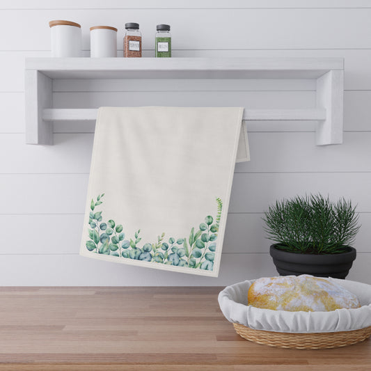 Eucalyptus Floral Pastel Kitchen Tea Towel Durable Hand Towel Gift for Flower Lover Whimsical Home Decor Decorative Kitchen Cotton Twill