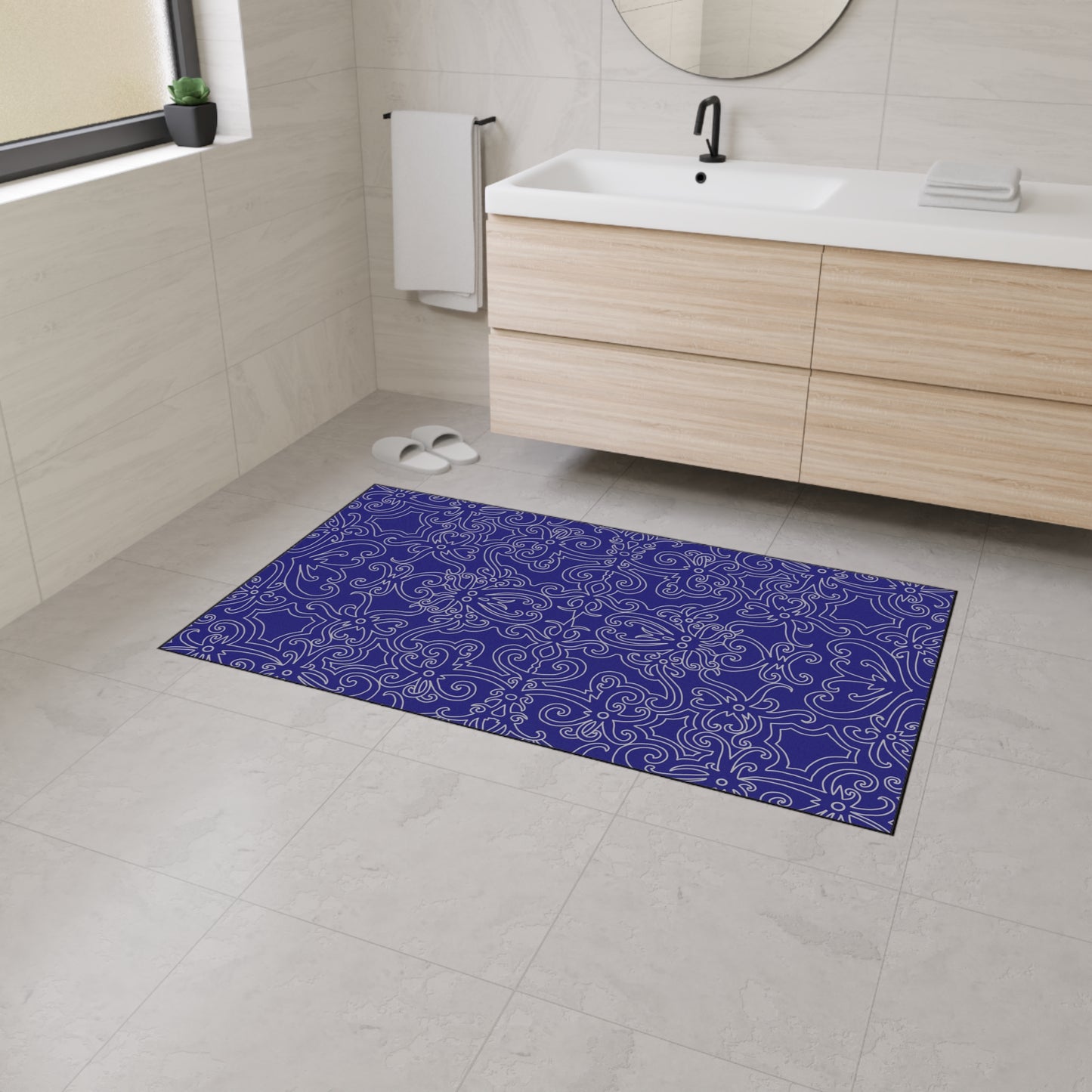 Decorative Heavy Duty Non-Slip Floor Mat Stylish Design Perfect for Entryway Kitchen Décor Marble Agate Design Blue Rug Bathroom Mat