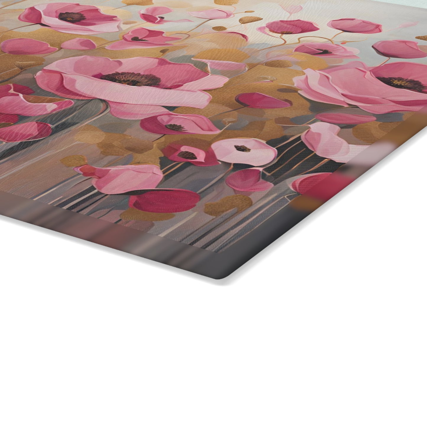Kitchen Decor Glass Cutting Board Serving Tray with Field of Flowers Pattern Cutting Board Gift for Home Cook Charcuterie Board