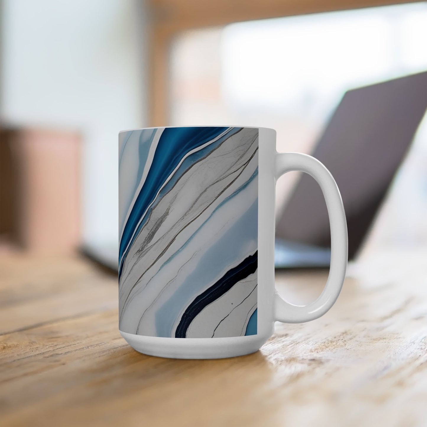 Ceramic Coffee Mug Modern Wave Design Mug Tea Cup Oceanic Swirl Design Salt Life Surfer Beachy Theme Ceramic Mug